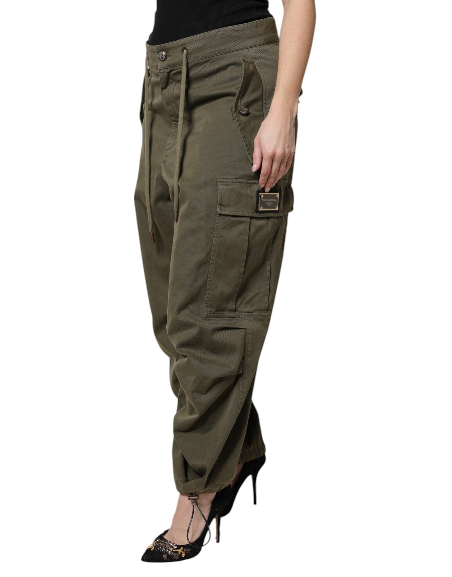 Army Green High Waist Cargo Pants