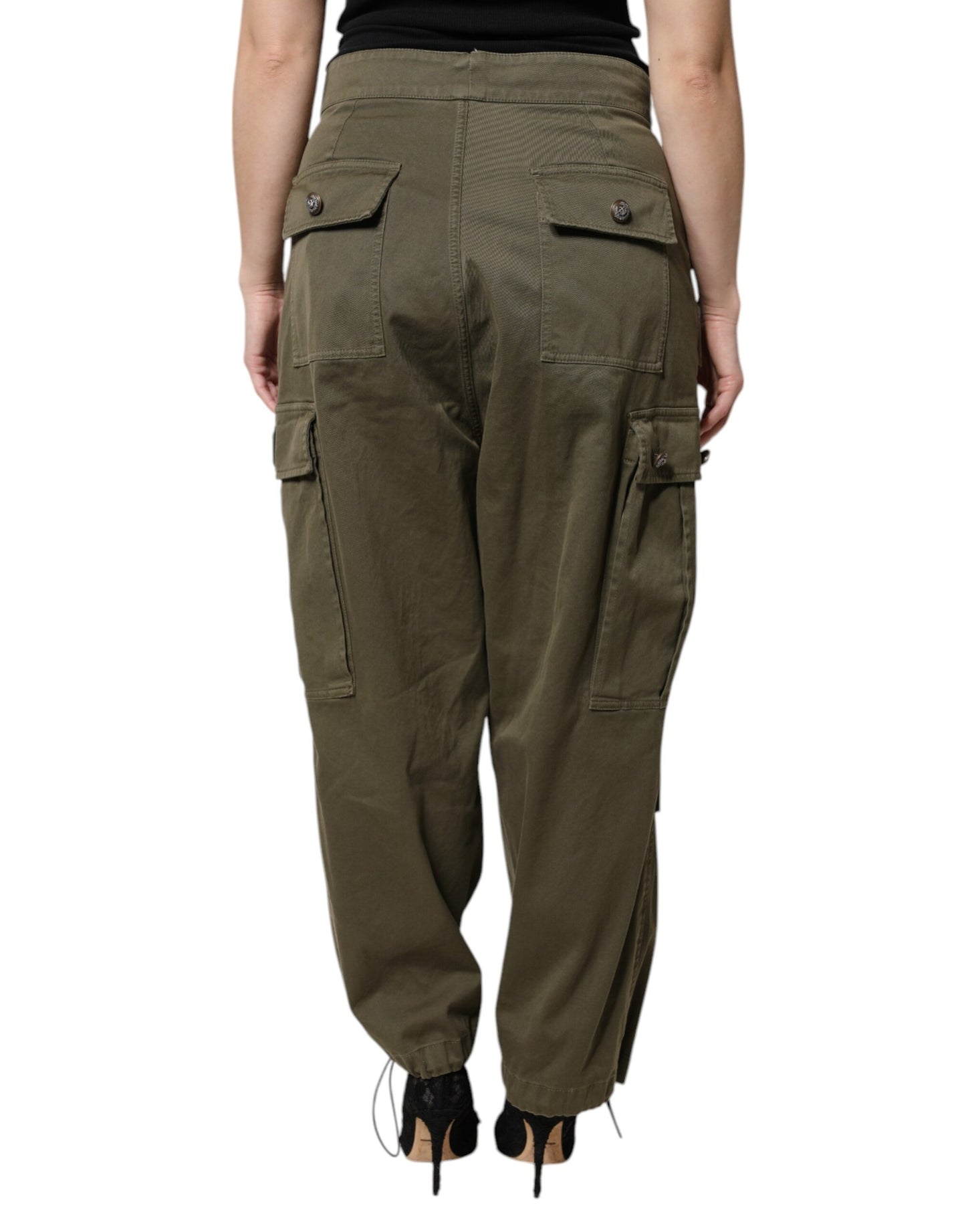 Army Green High Waist Cargo Pants
