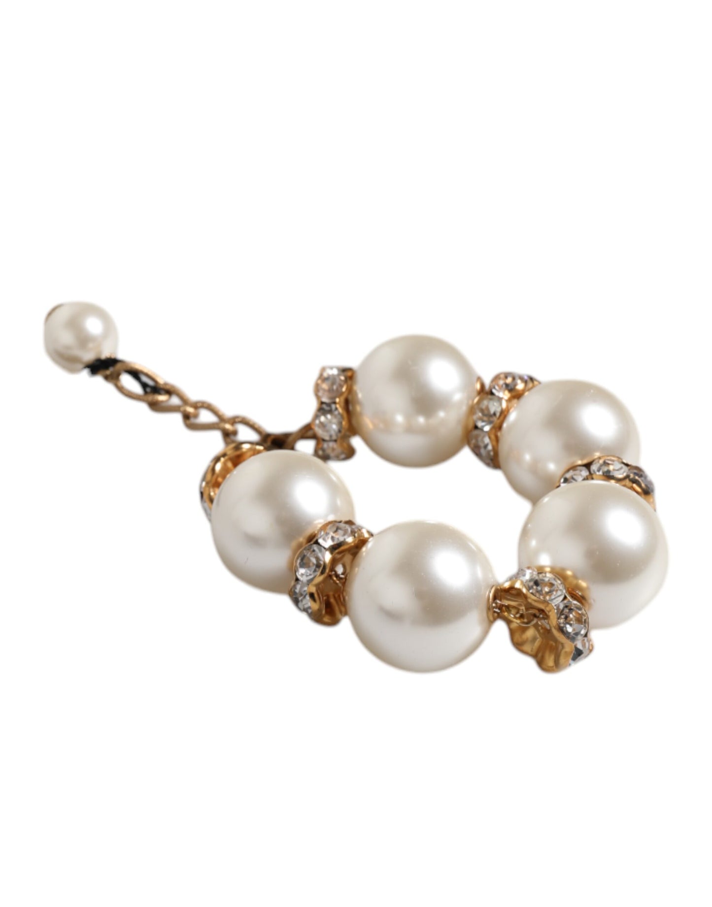Gold Tone Brass Maxi Pearl Lobster Clasp Logo Bracelet
