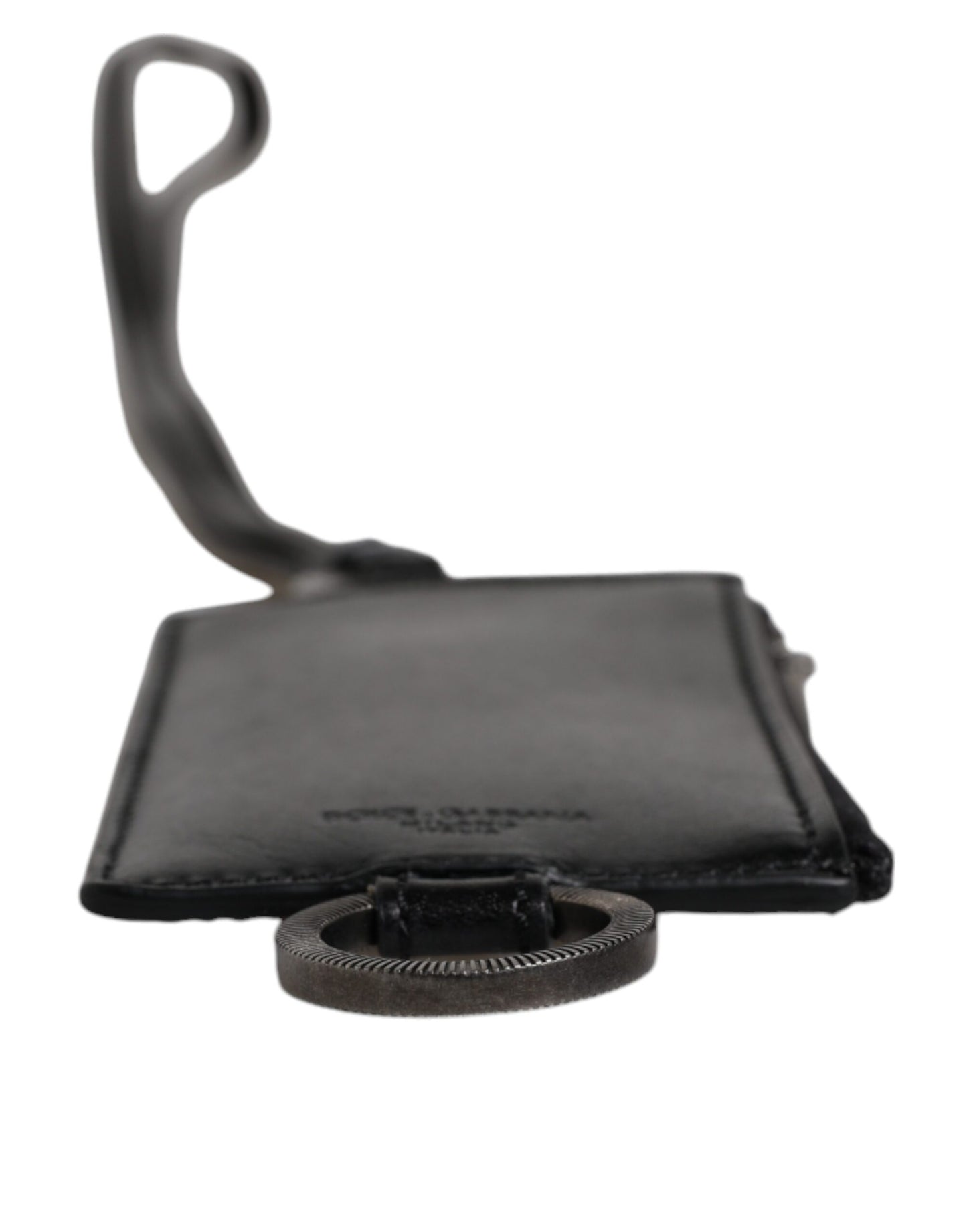 Black Calf Leather Lanyard Logo Card Holder Wallet