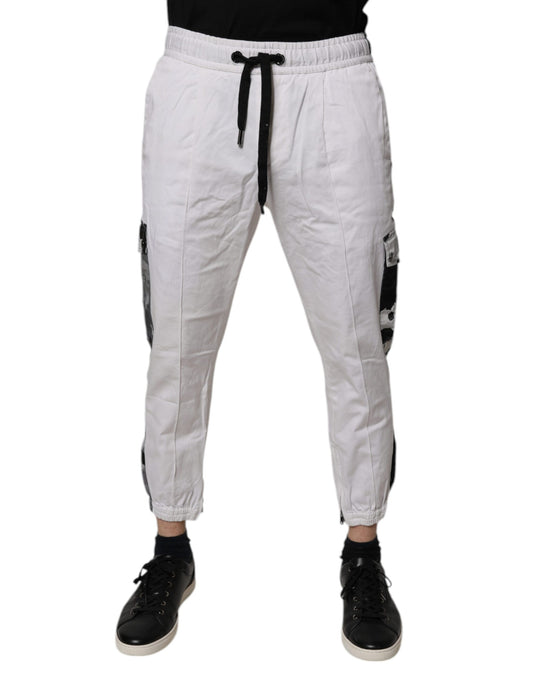 White Cotton Cargo Jogger Sweatpants Pants