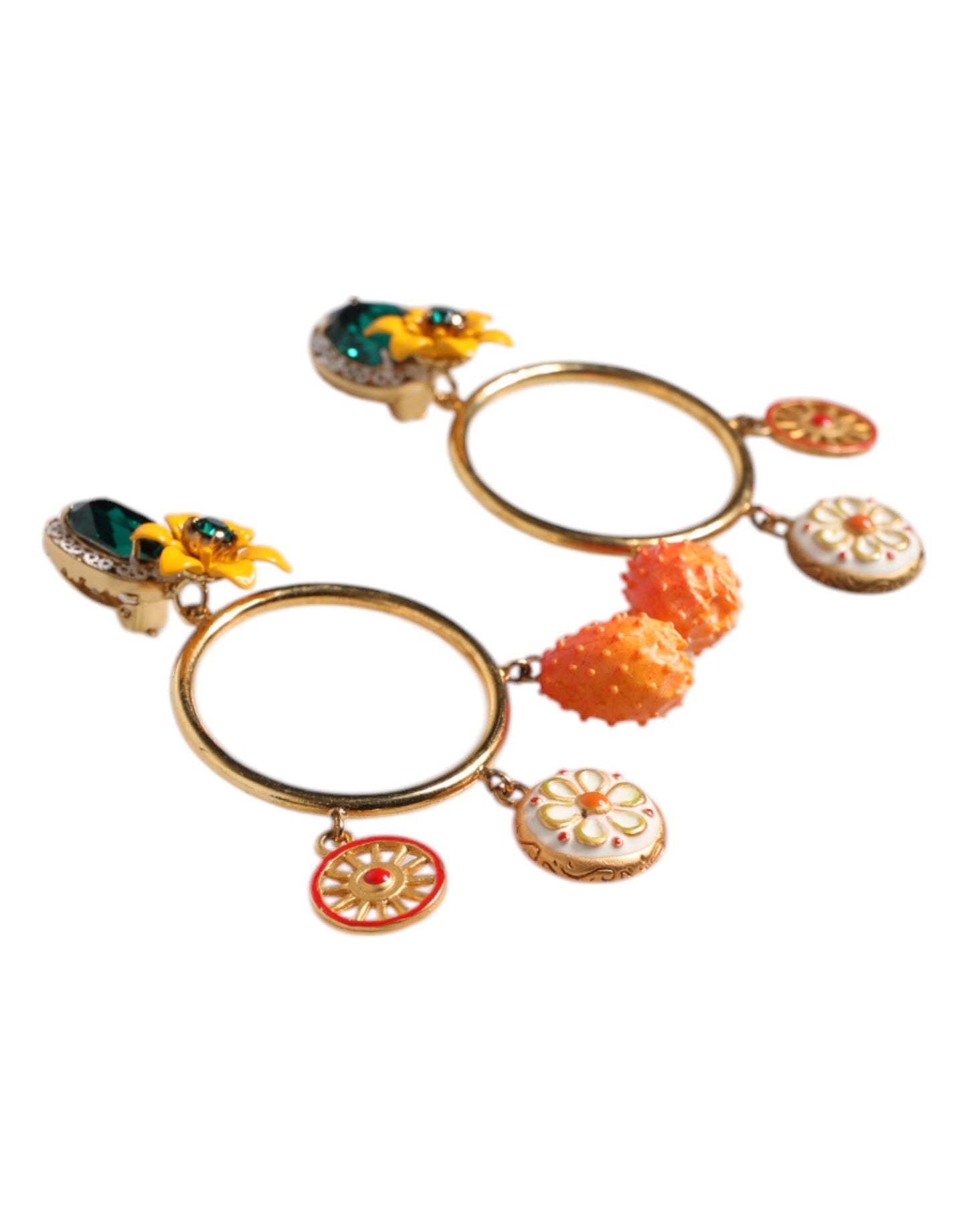 Multicolor Round Crystal Clip Dangling Jewelry Earrings