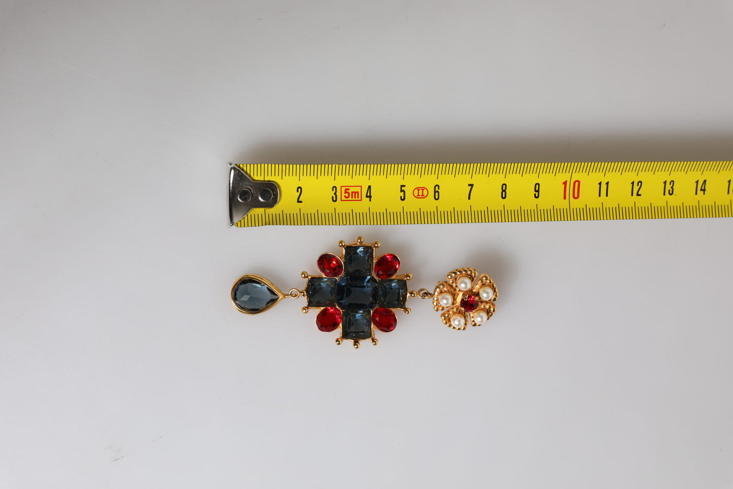 Gold Tone Crystal Rhinestone Embellish Dangling Earrings