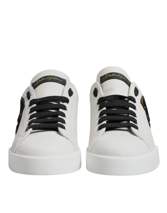 White Leather DG Logo Low Top Sneakers Shoes