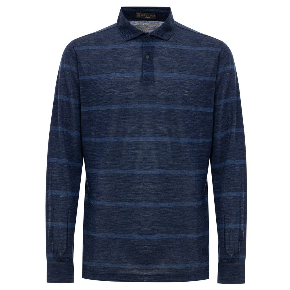 Blue Wool Polo Shirt