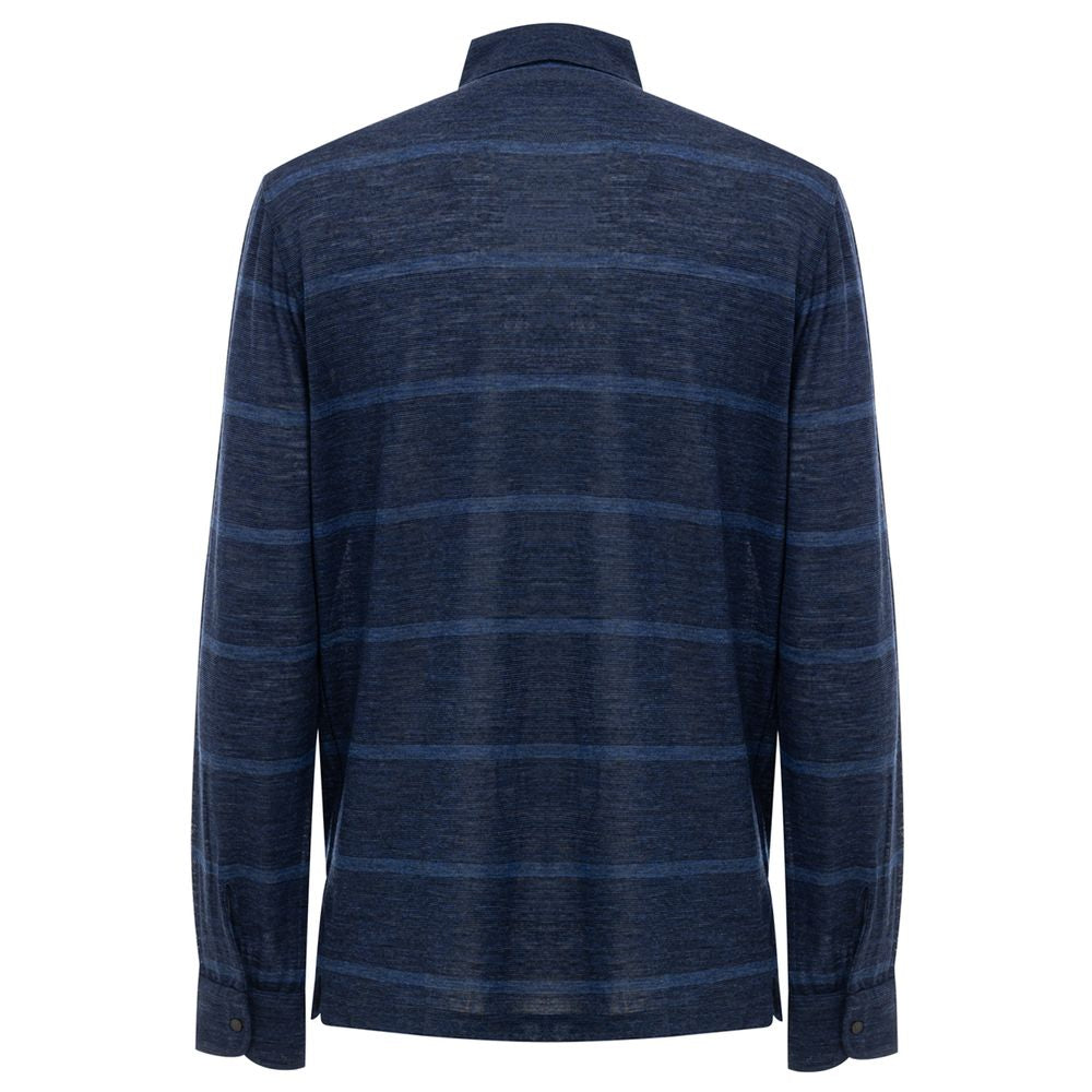 Blue Wool Polo Shirt