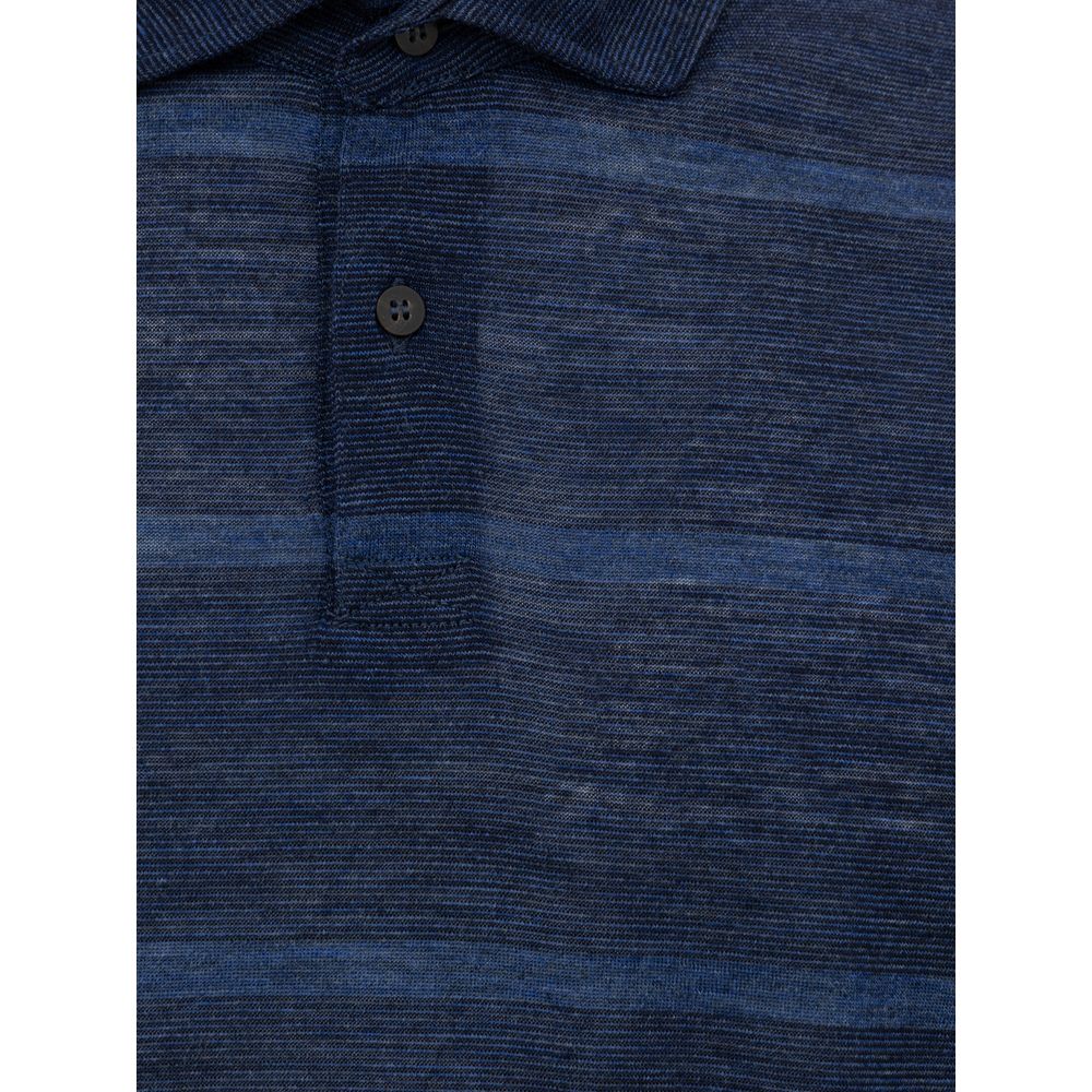 Blue Wool Polo Shirt