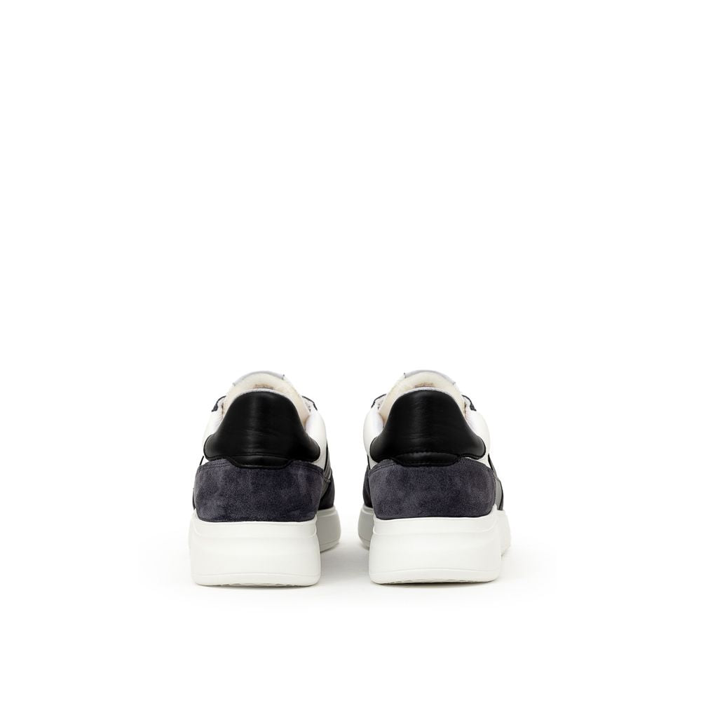 White Fabric And Leather Sneaker