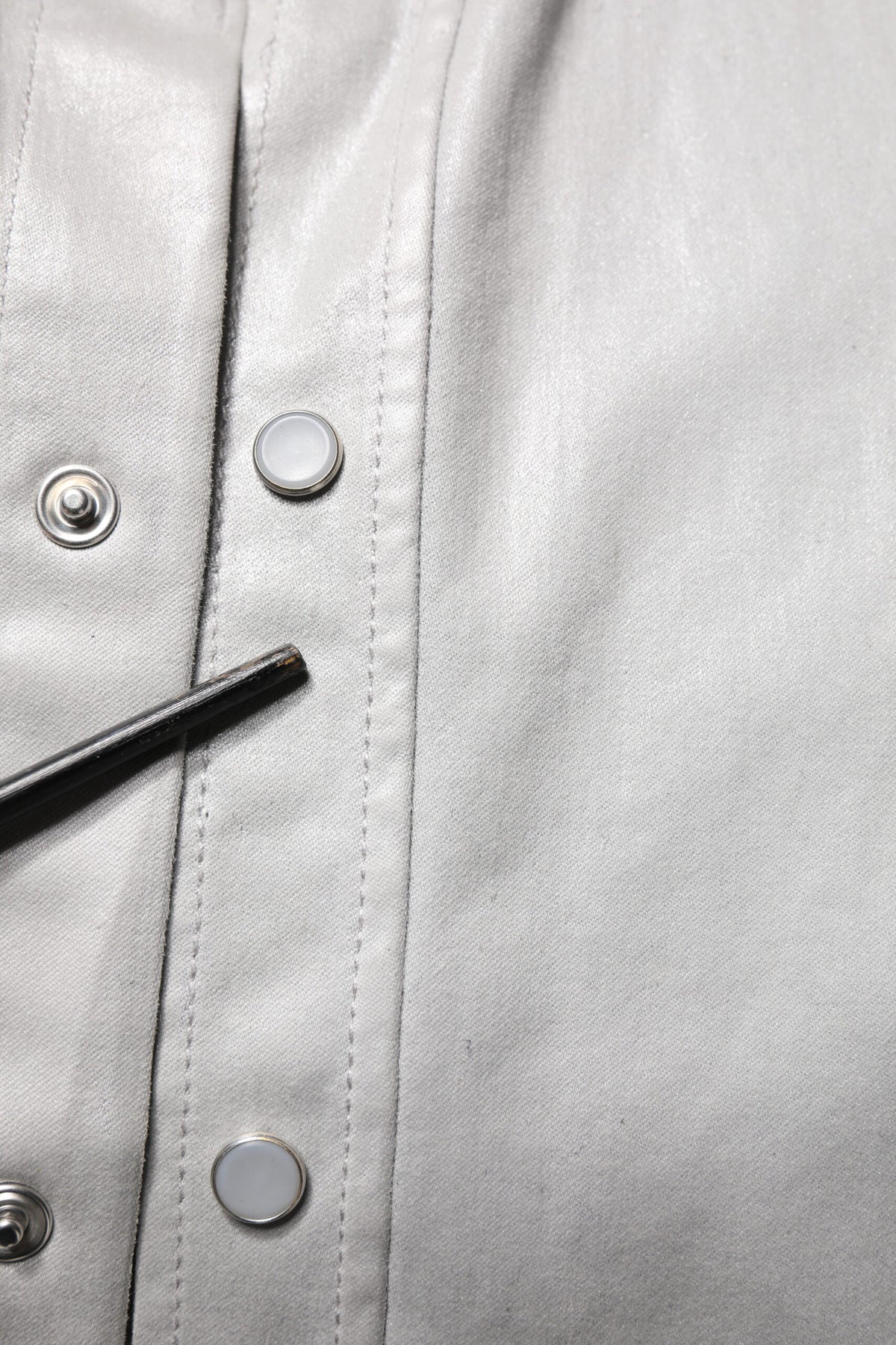 Metallic Gray Cotton Button Down Shirt