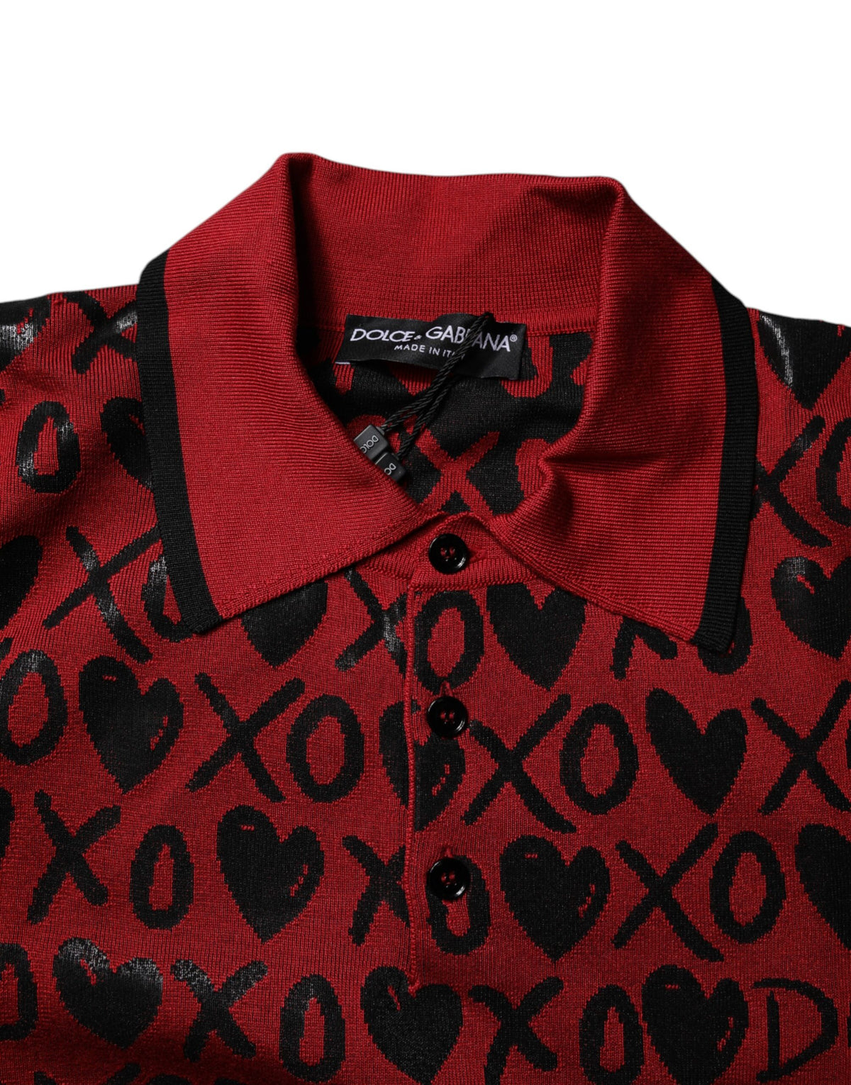 Red Cotton XOXO Collared Polo T-shirt