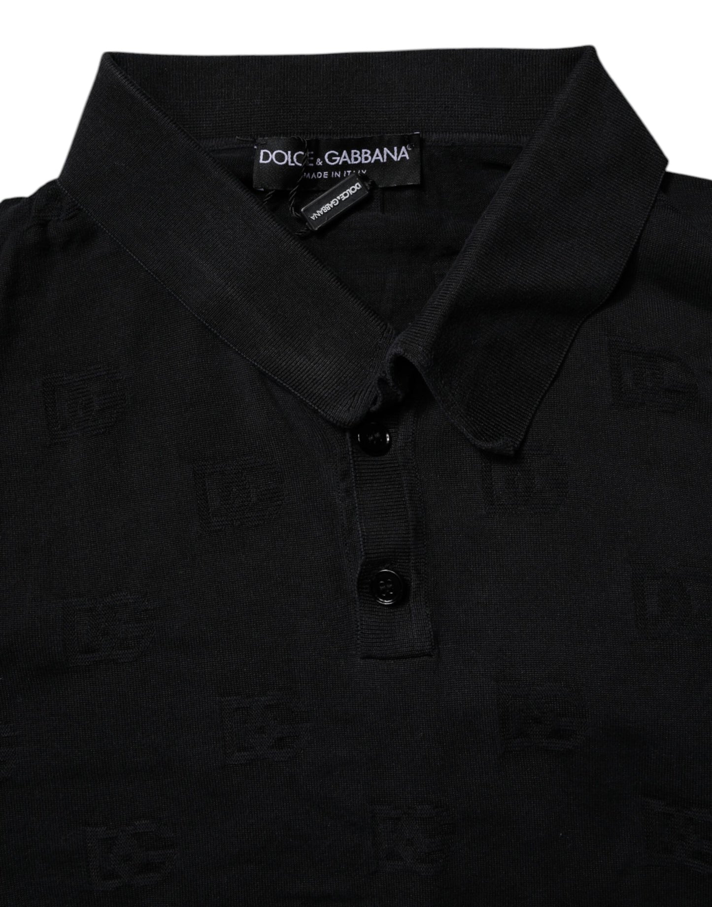 Black Silk Collared Polo T-shirt