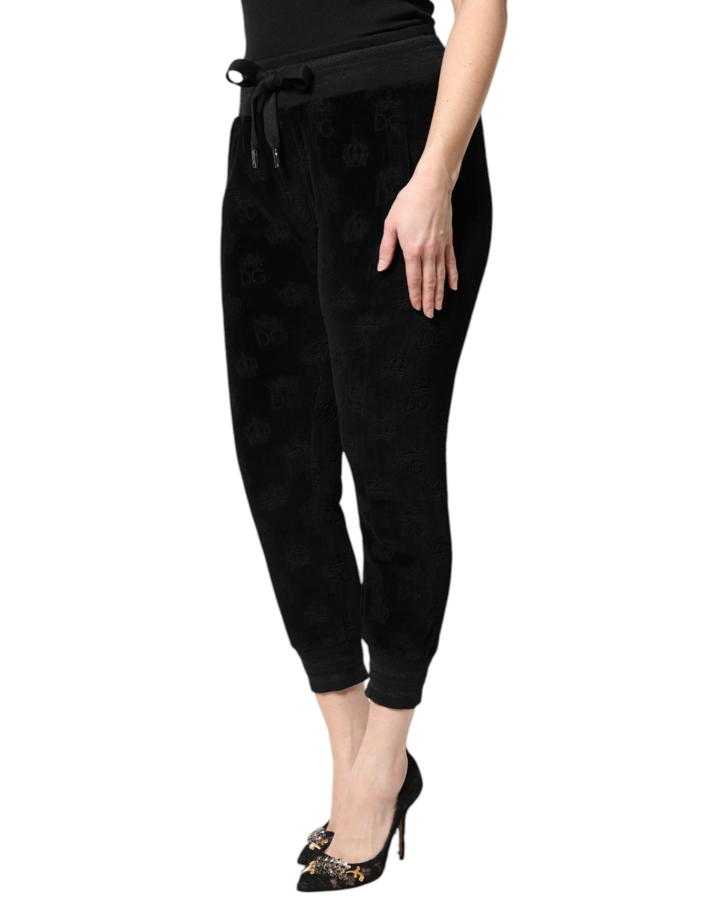 Black All-Over DG Logo Print Jogger Pants