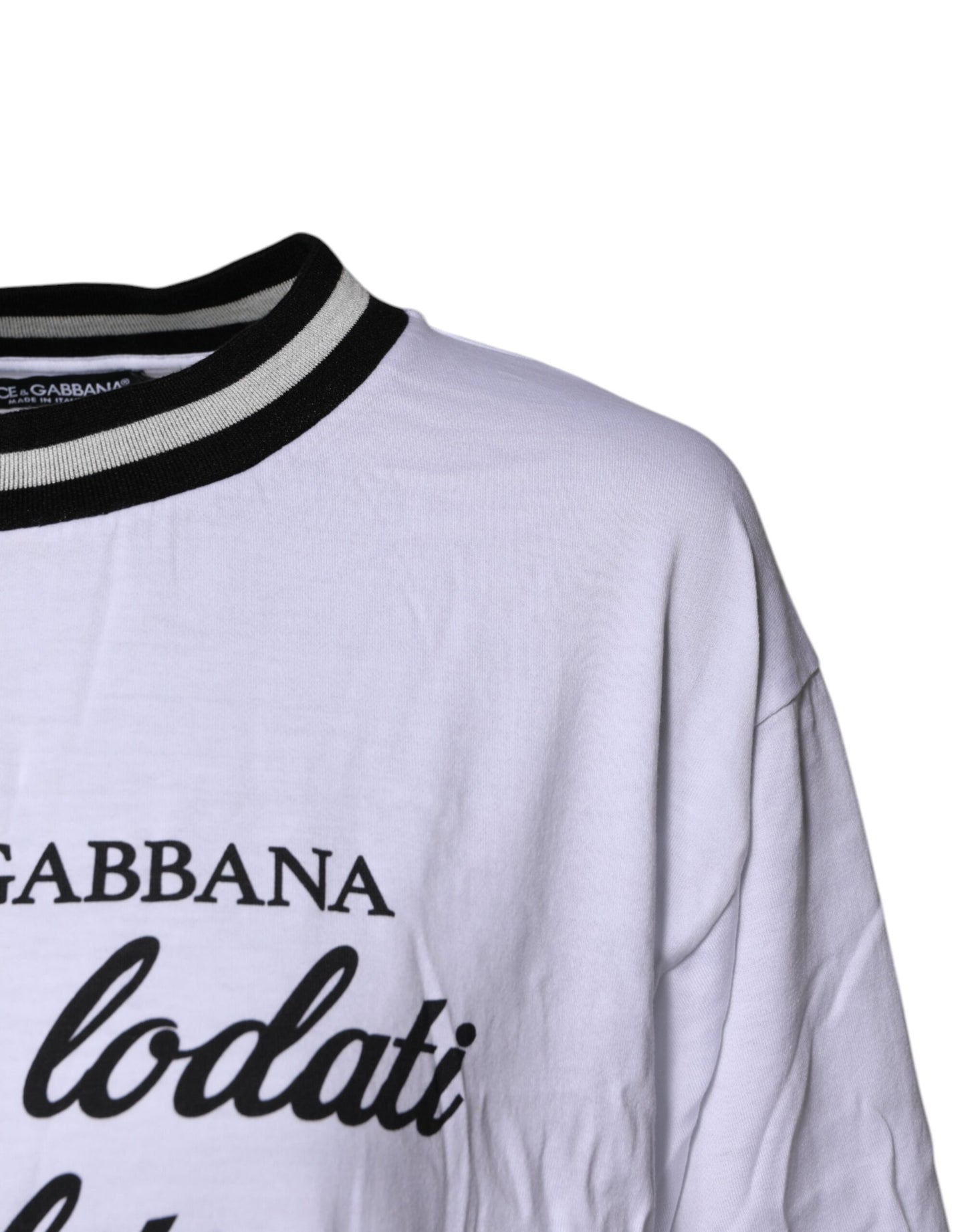 White Cotton DG Fashion Crew Neck T-shirt