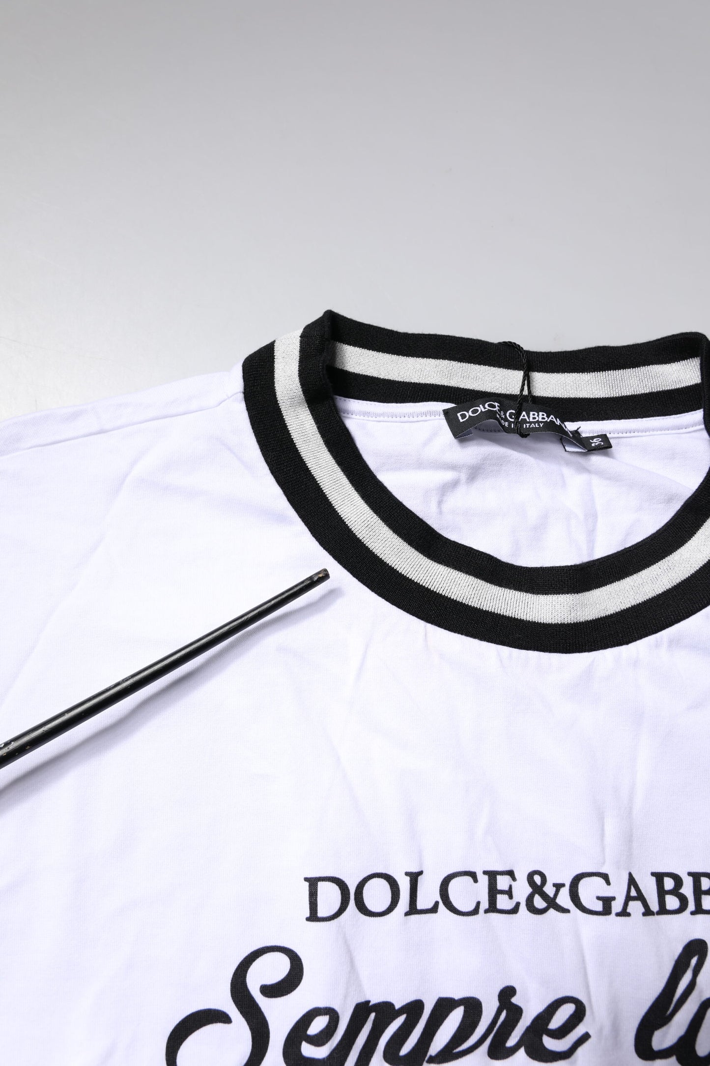 White Cotton DG Fashion Crew Neck T-shirt