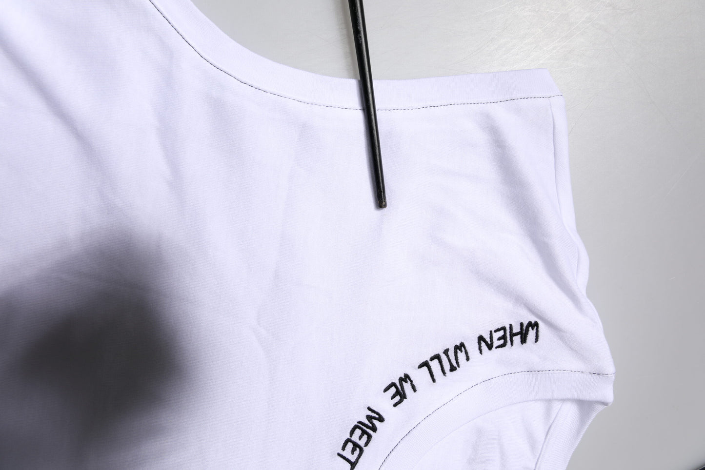 White Cotton Sleeveless Printed Tank T-shirt