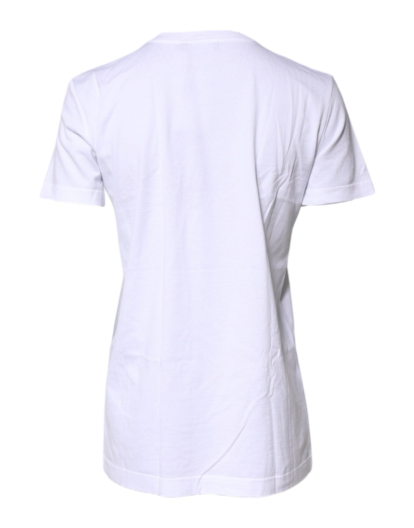White Cotton Printed Round Neck Top T-shirt