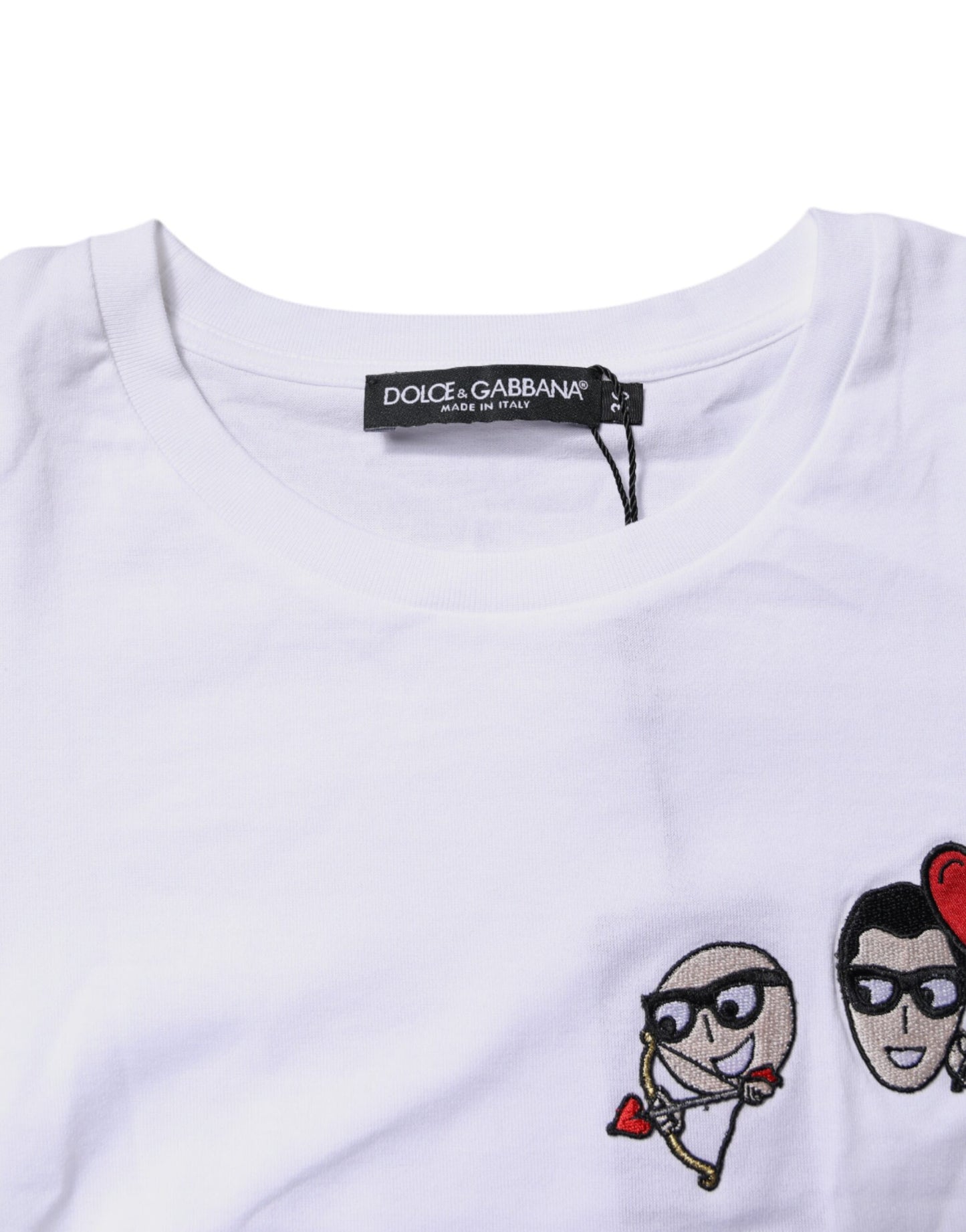 White #DGFAMILY Cotton Embroidery T-shirt