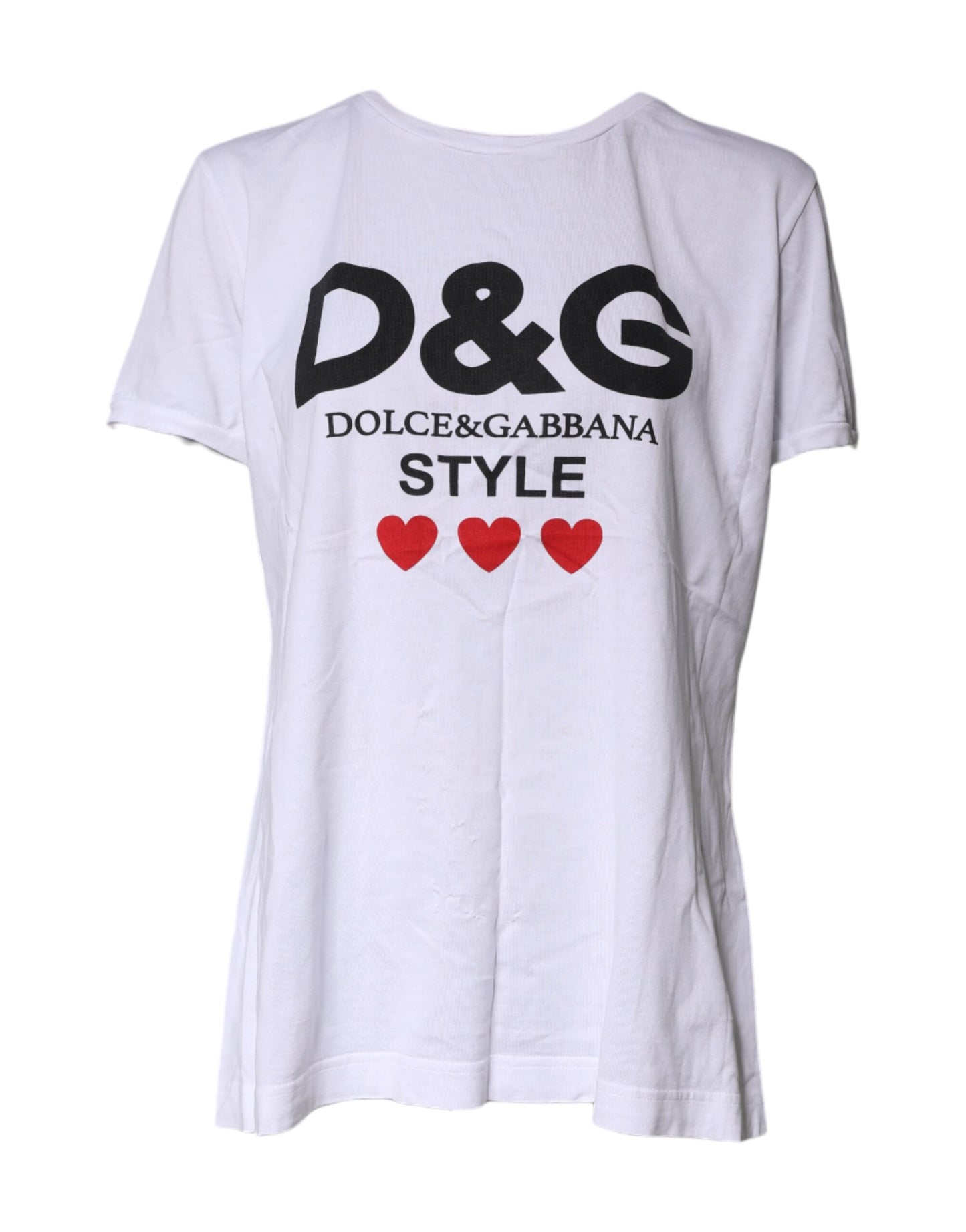 White Printed Round Neck Top Cotton T-shirt