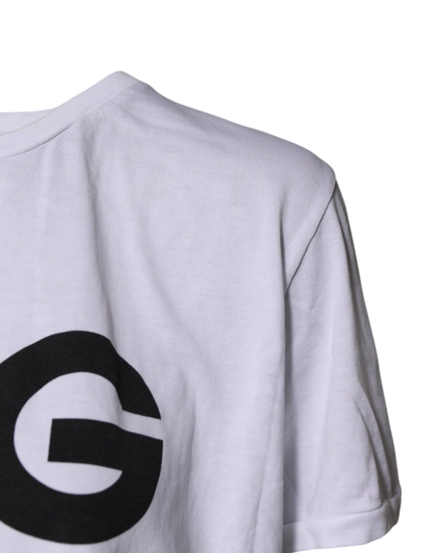 White Printed Round Neck Top Cotton T-shirt