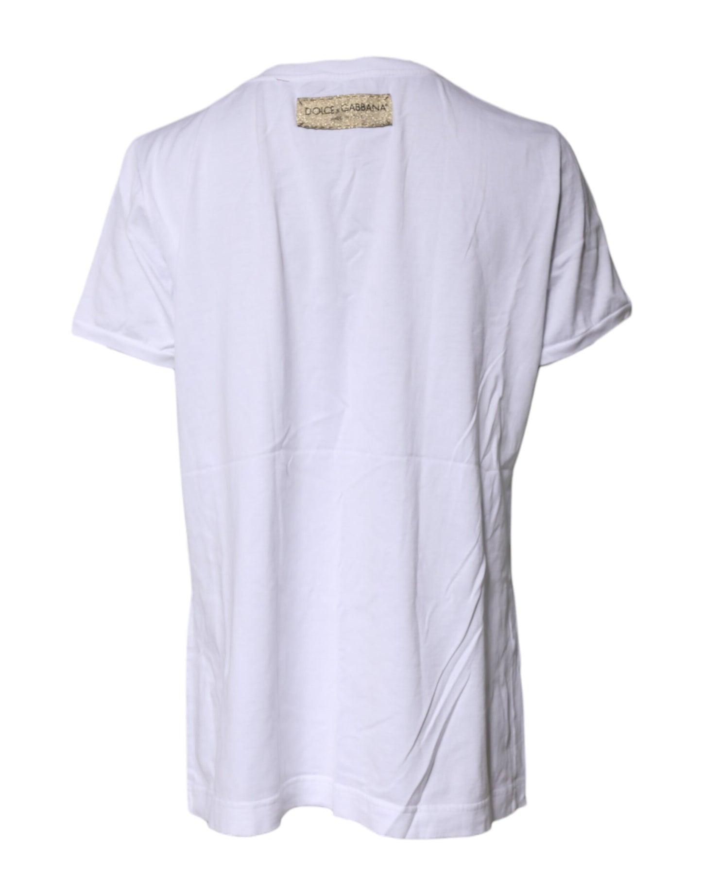 White Printed Round Neck Top Cotton T-shirt