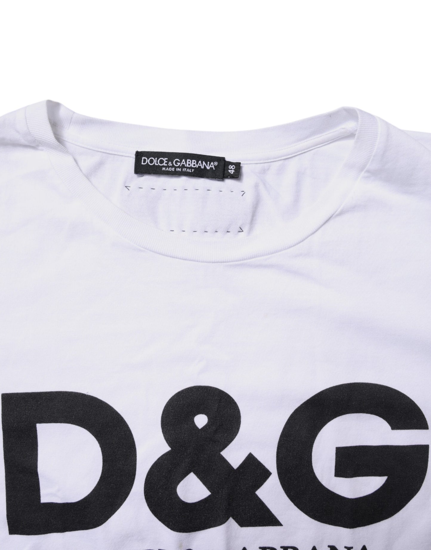 White Printed Round Neck Top Cotton T-shirt