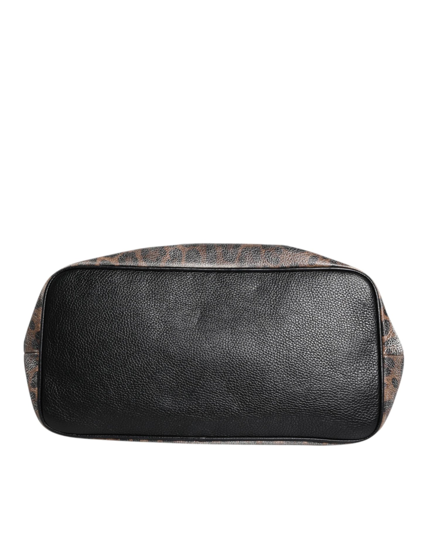 Brown Leopard BEATRICE Leather Logo Plaque Tote Bag