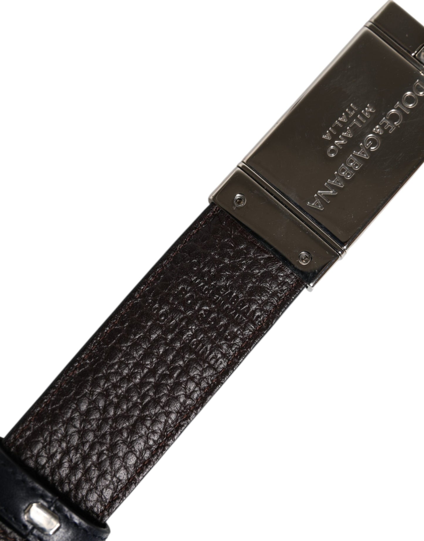 Blue Brown Leather Buckle Reversible Belt