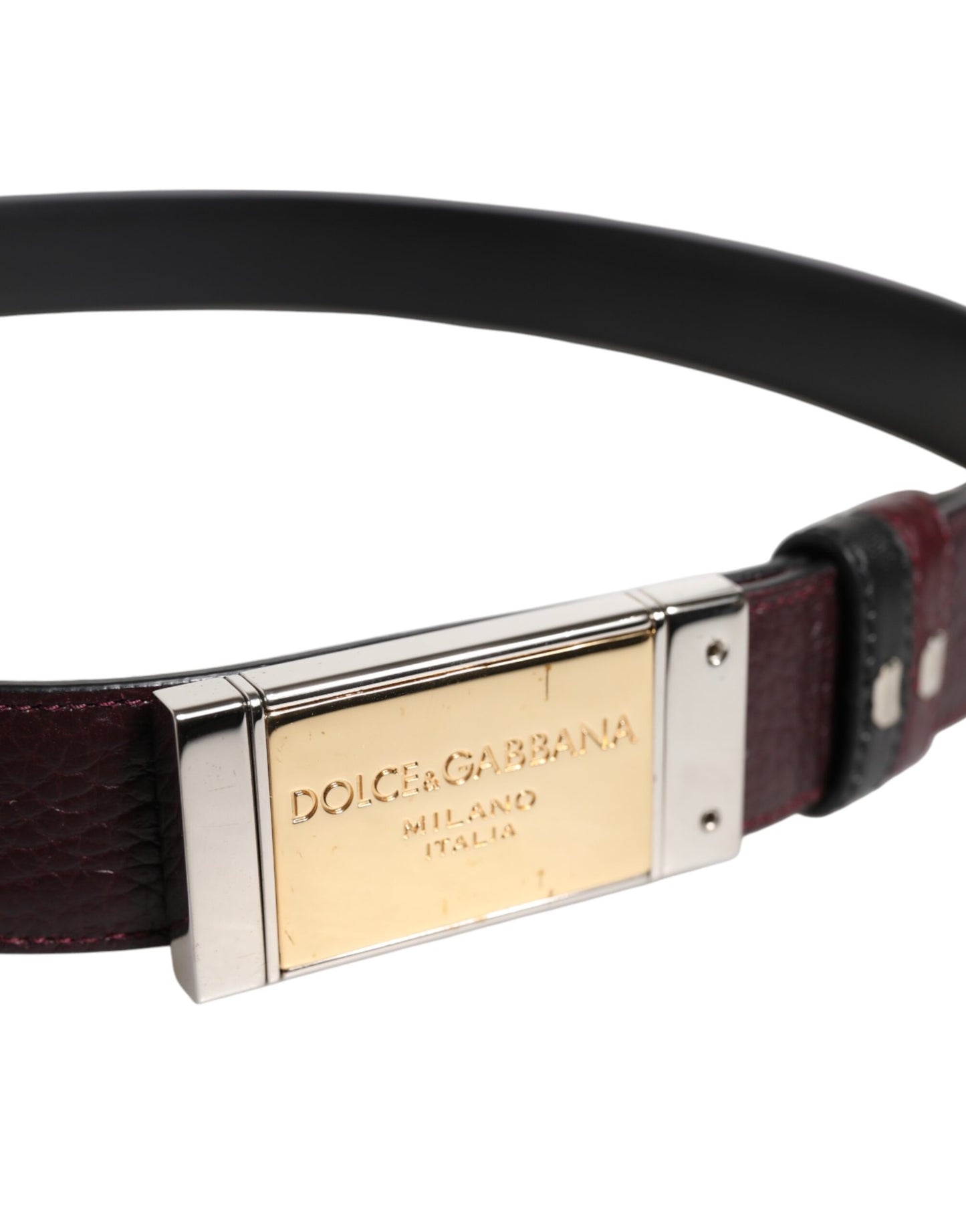Black Brown Leather Metal Buckle Reversible Belt