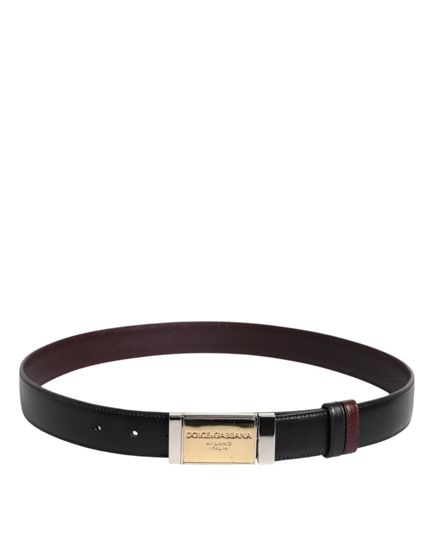 Black Brown Leather Metal Buckle Reversible Belt