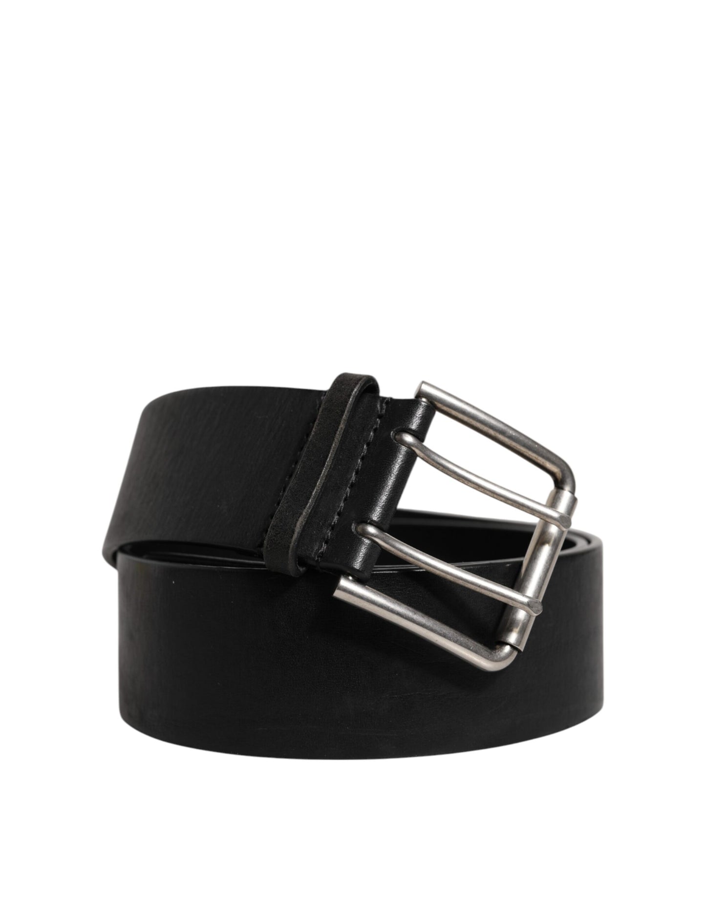 Black Leather Metal Buckle Classic Belt
