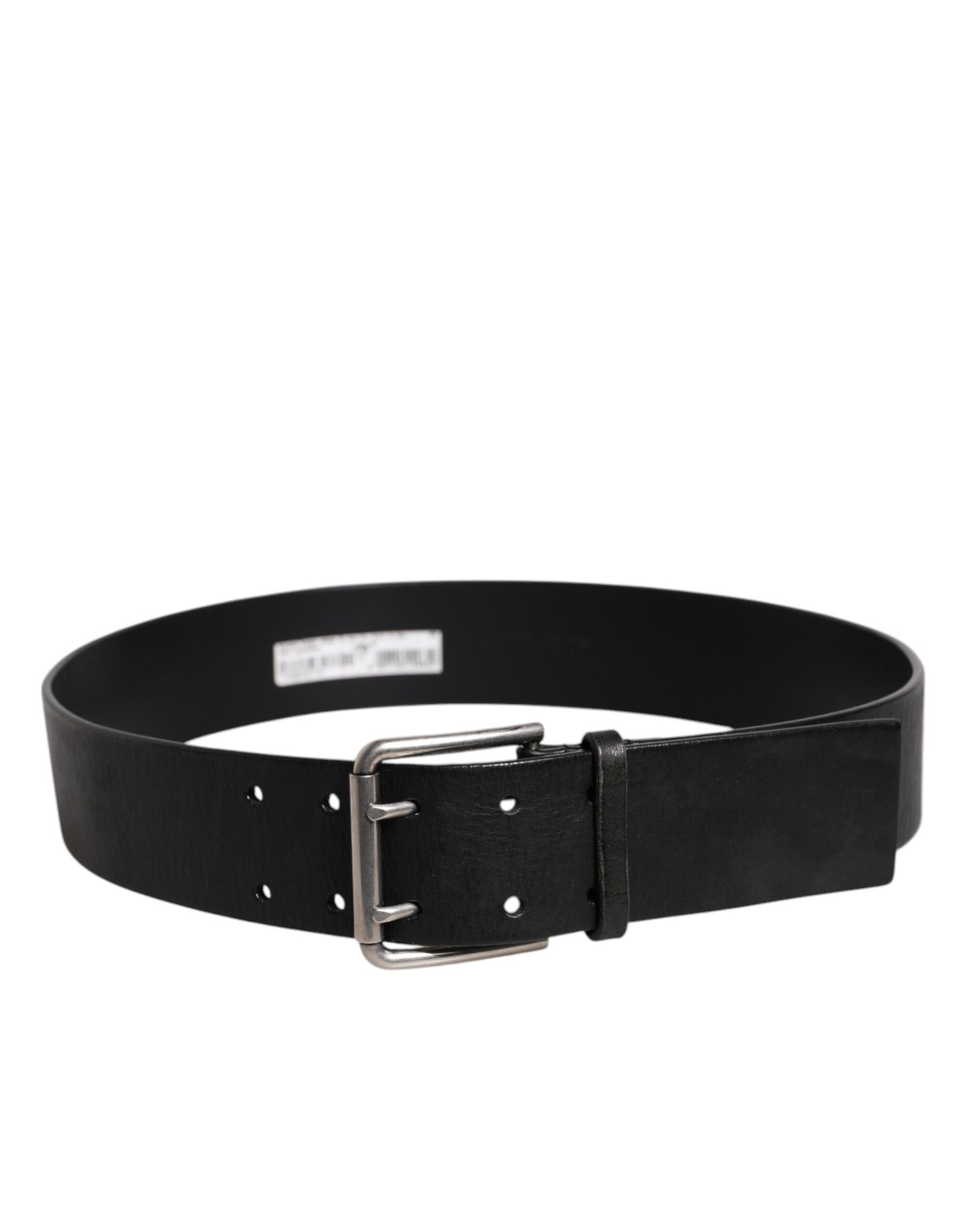 Black Leather Metal Buckle Classic Belt