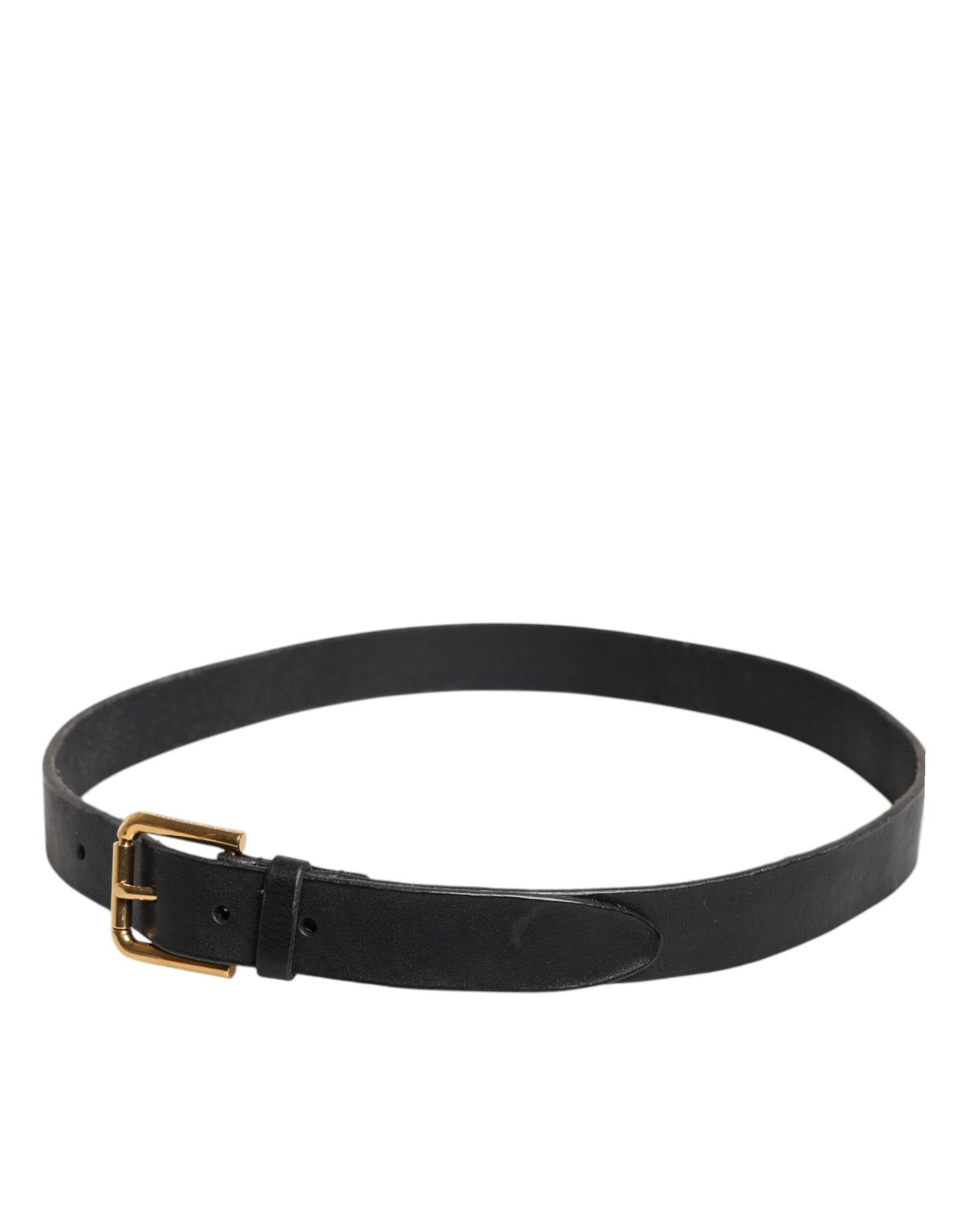 Black Leather Metal Buckle Classic Belt