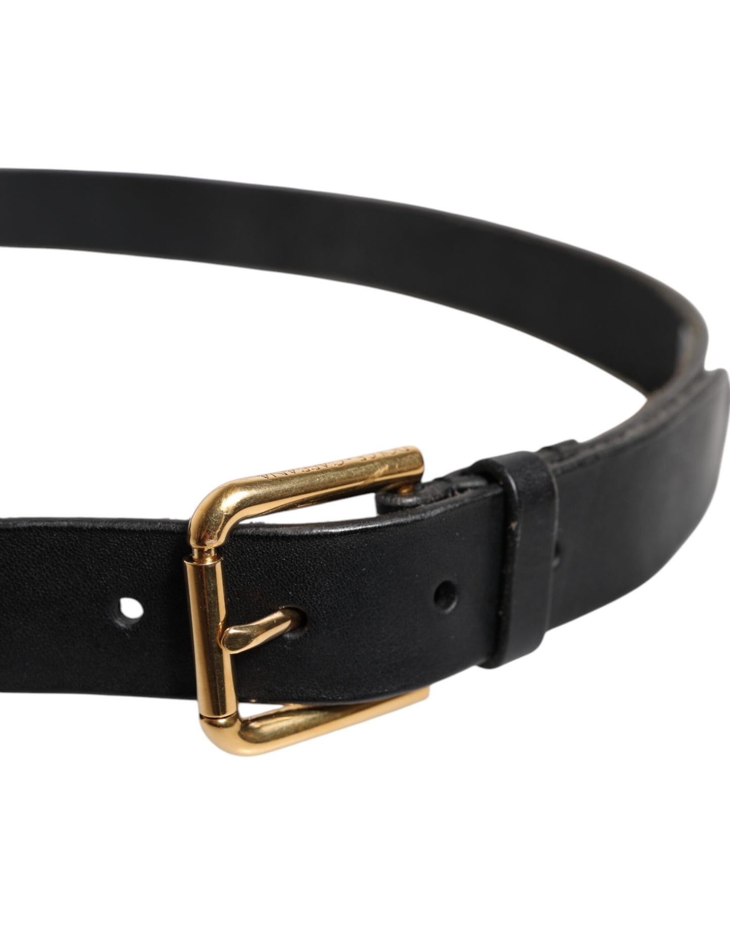 Black Leather Metal Buckle Classic Belt