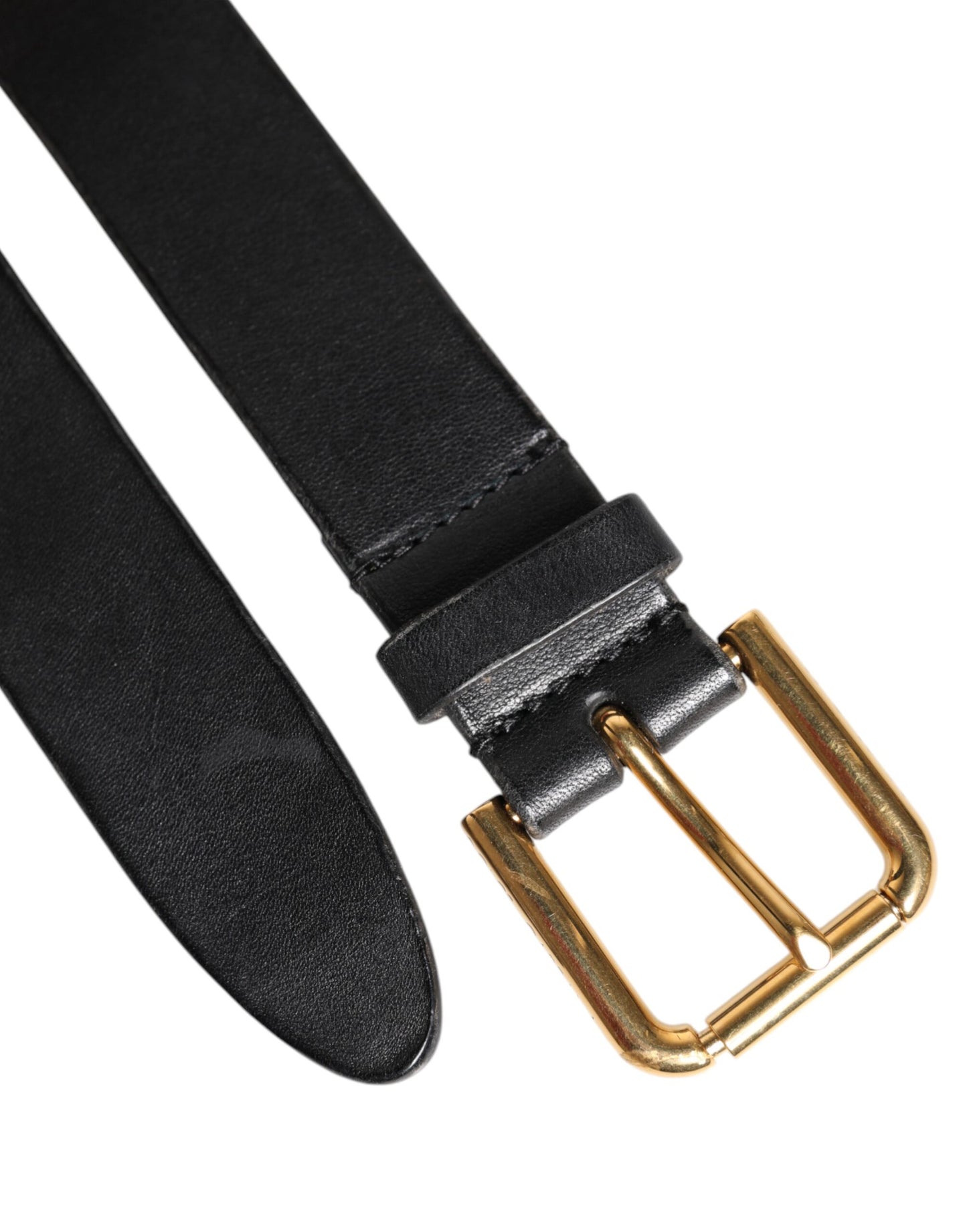 Black Leather Metal Buckle Classic Belt