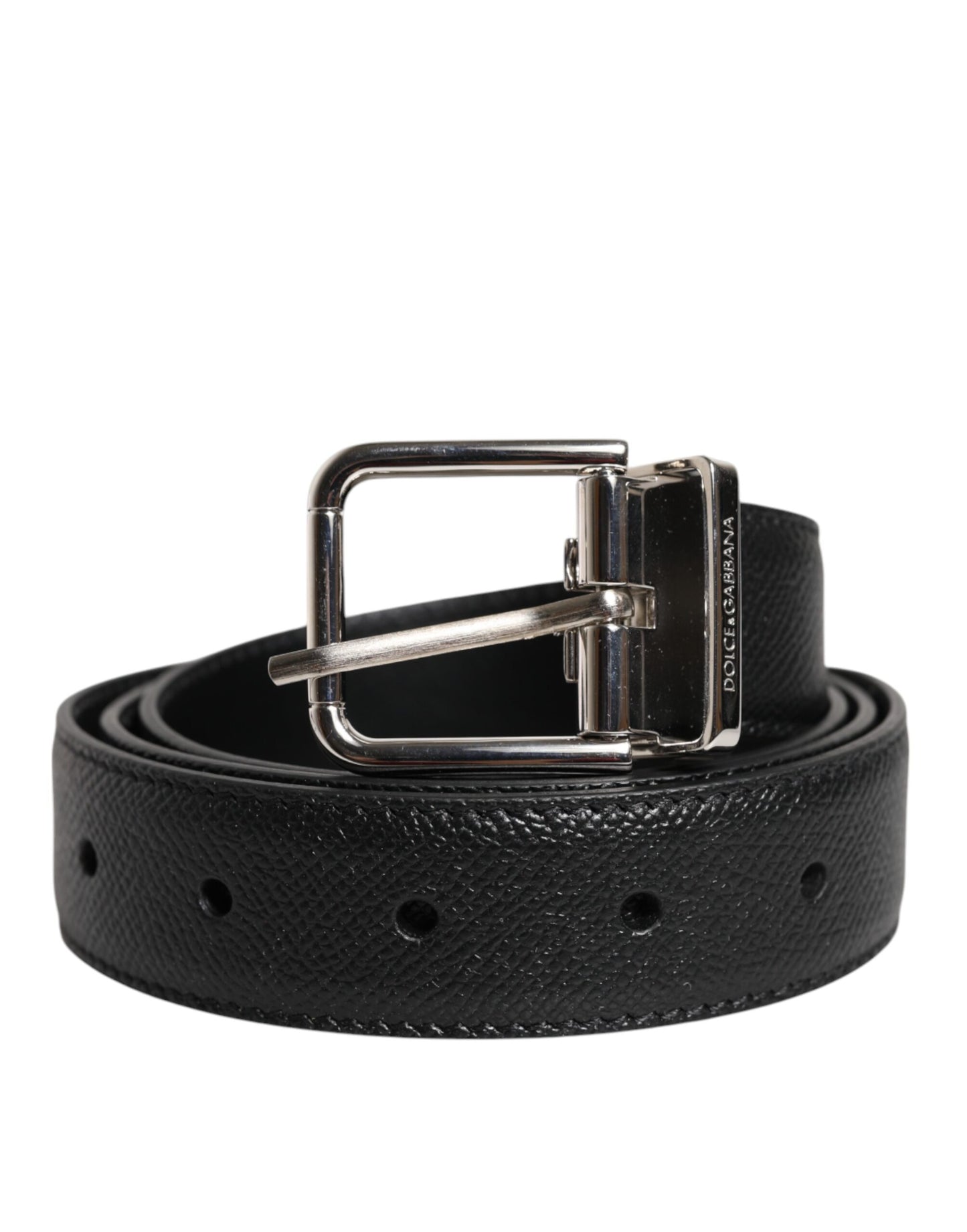 Black Leather Metal Buckle Classic Belt