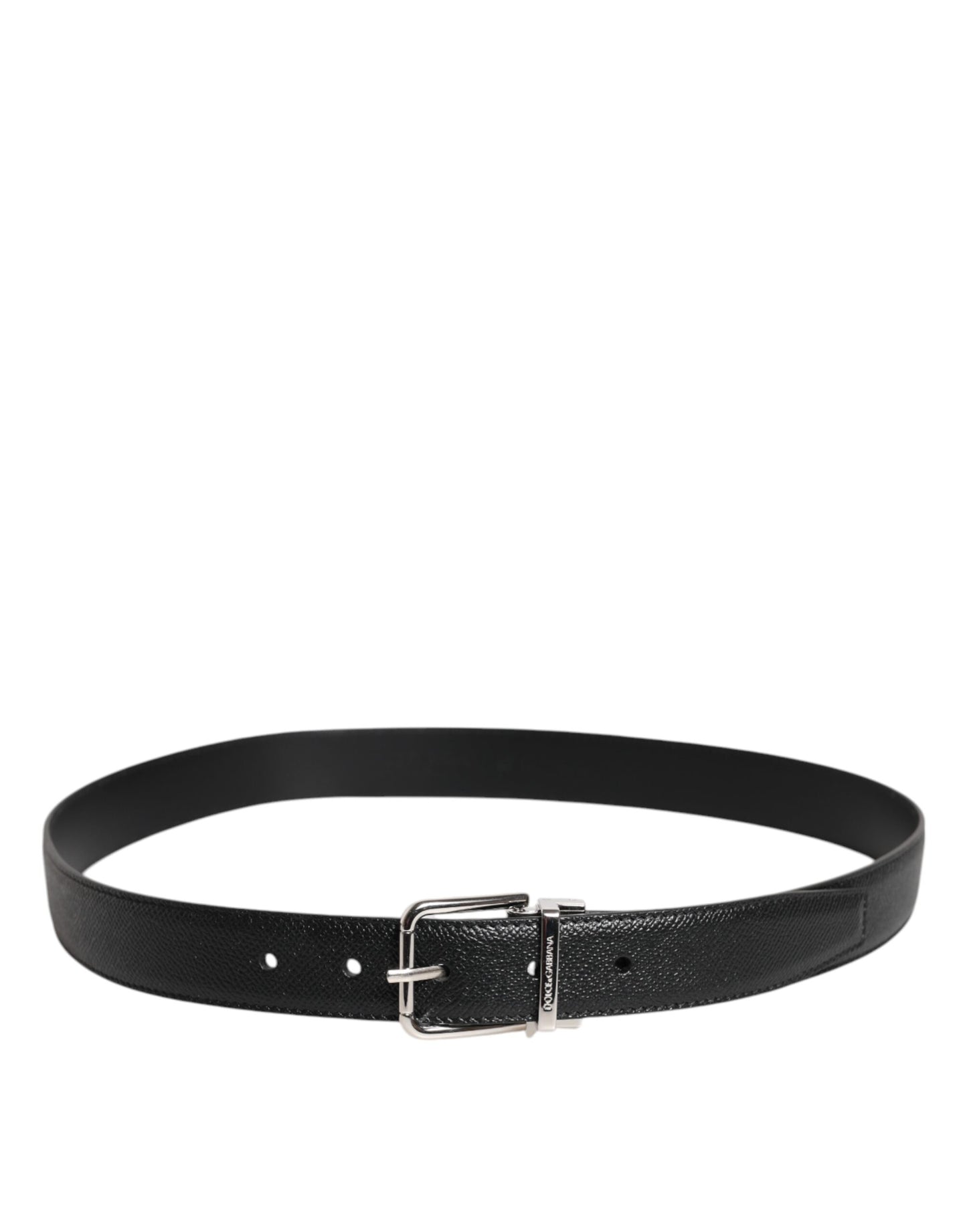 Black Leather Metal Buckle Classic Belt