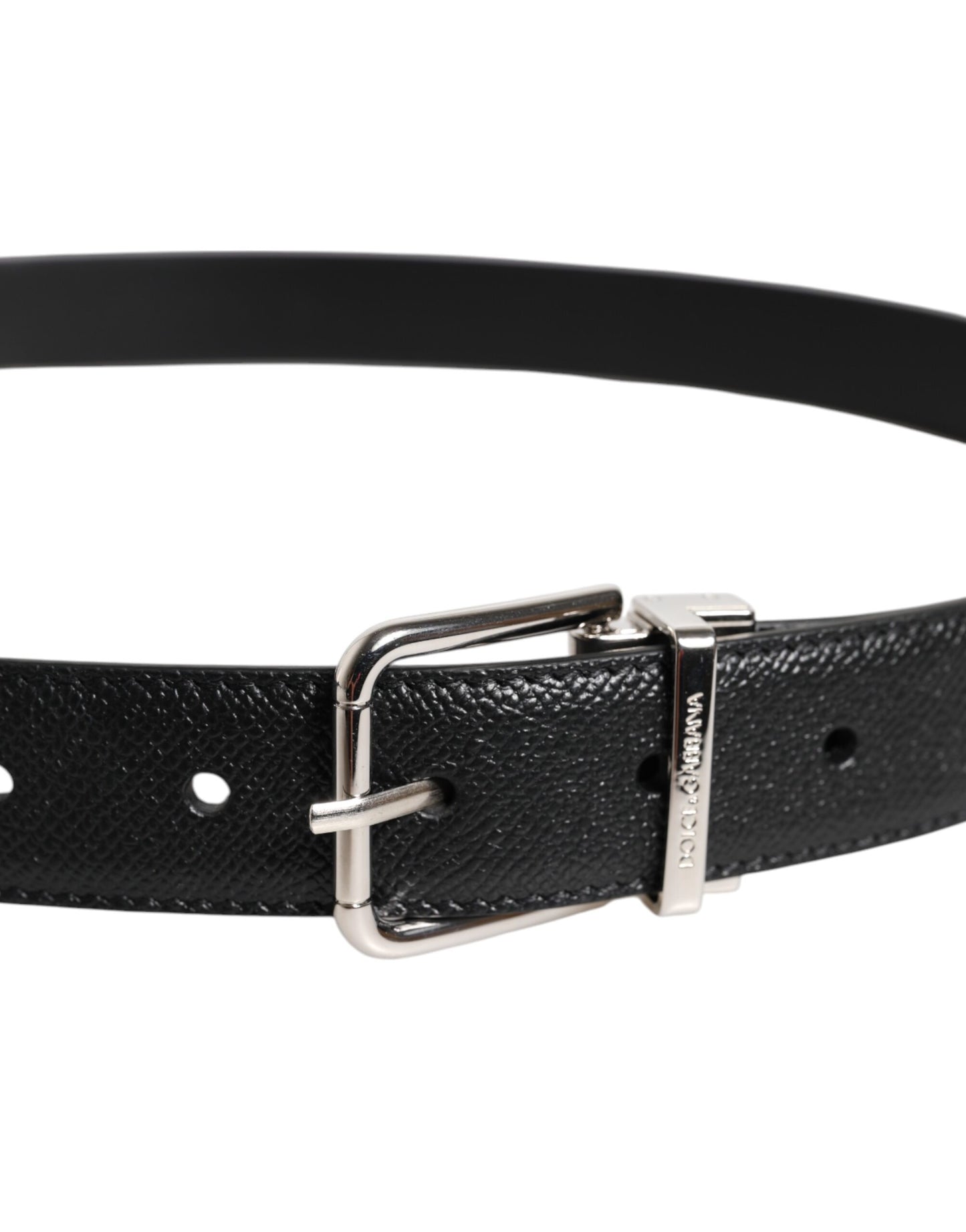 Black Leather Metal Buckle Classic Belt