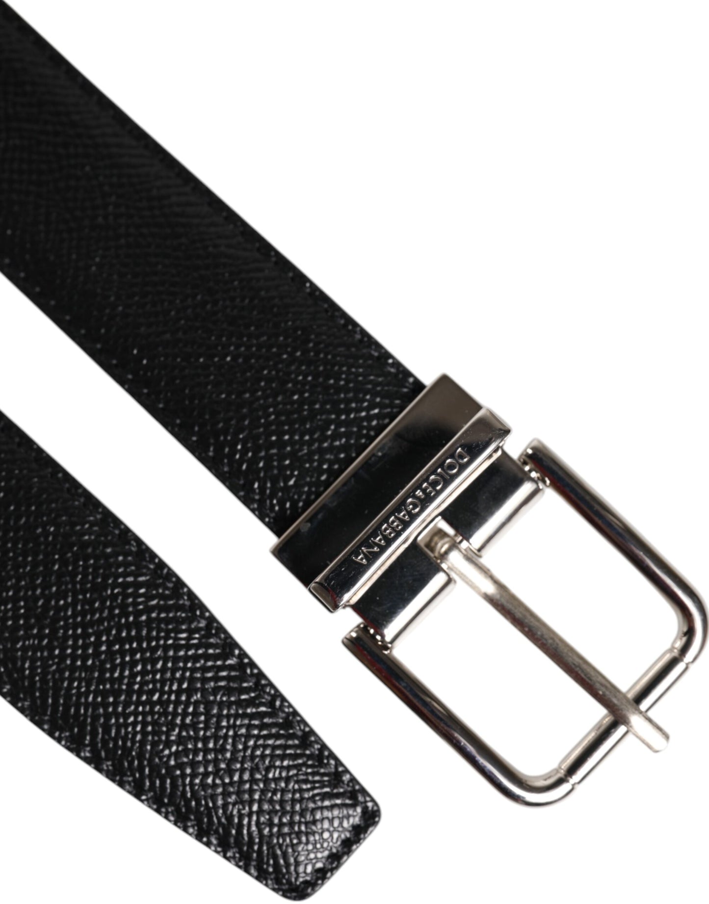Black Leather Metal Buckle Classic Belt