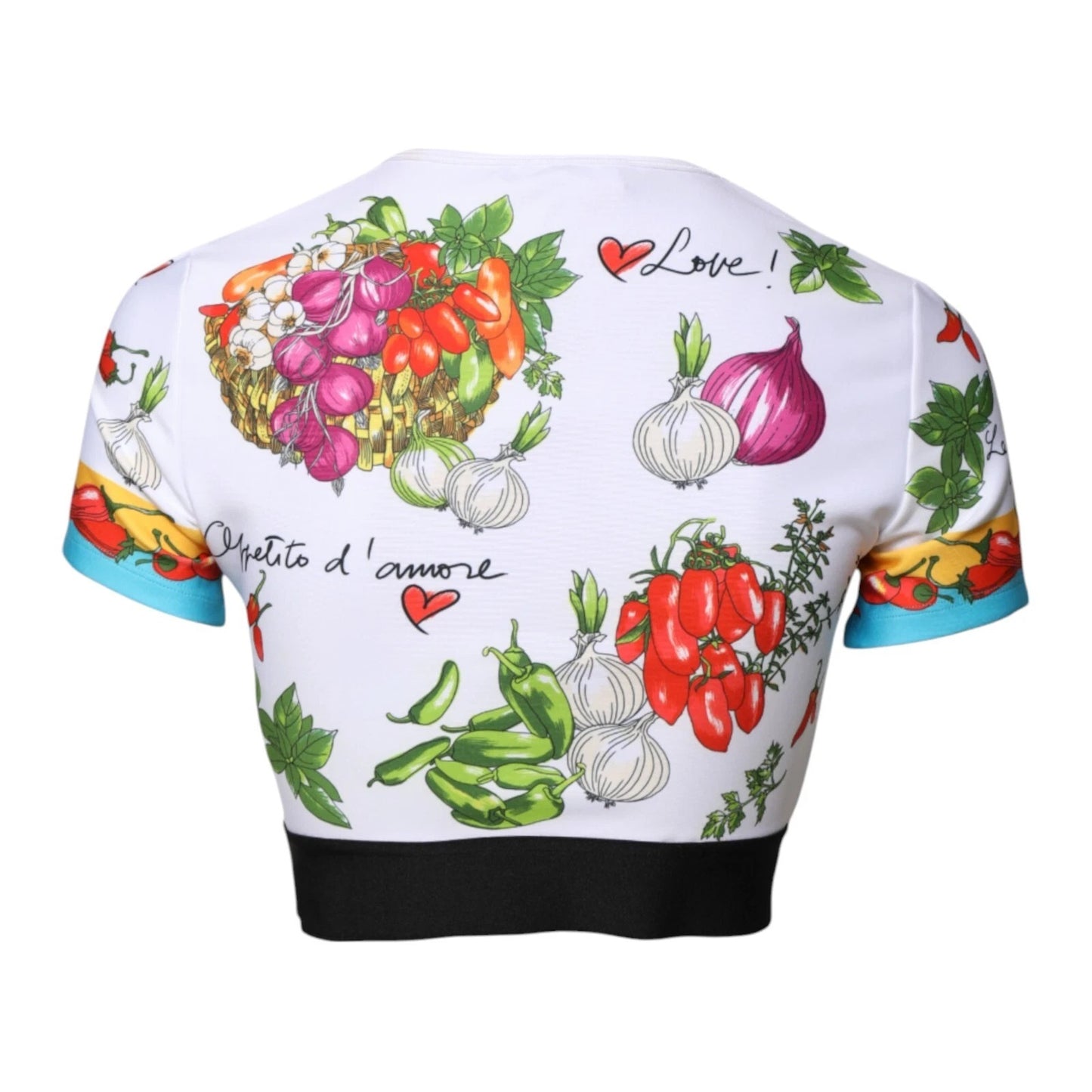 Multicolor Print Short Sleeves Cropped Top