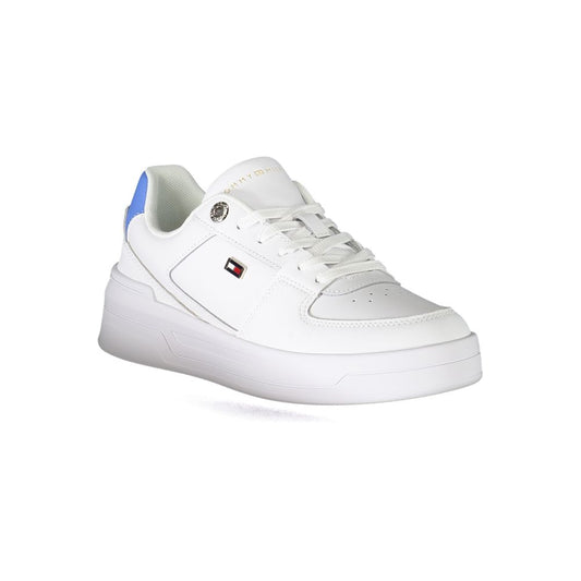 White Polyester Athletic Sneakers