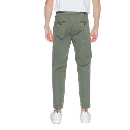 Green Cotton Casual Pants