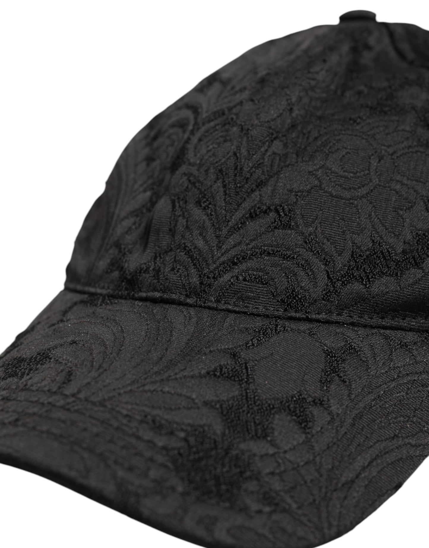 Black Floral Jacquard 6 Panels Baseball Cap