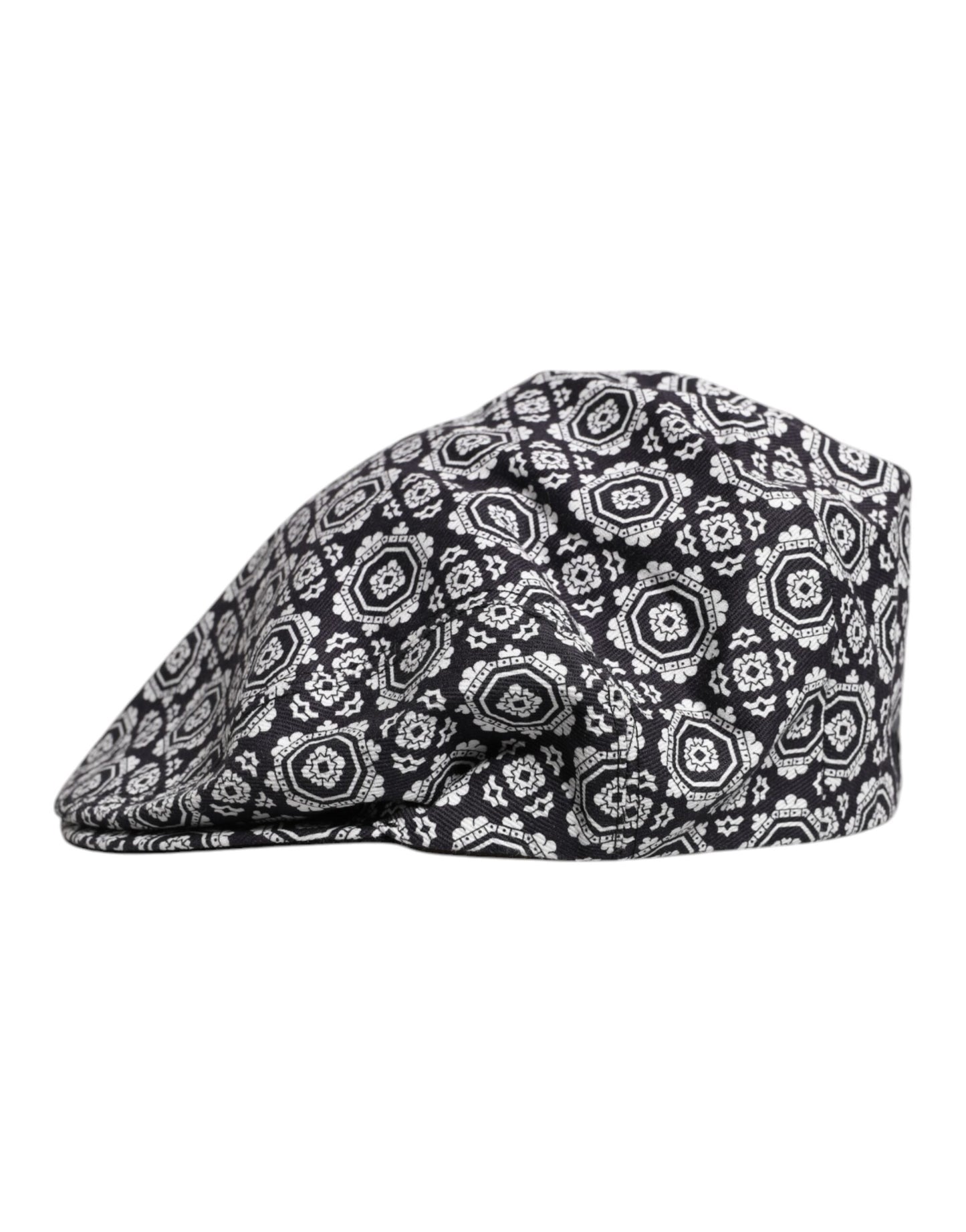 Black White Printed Newsboy Capello Cabbie Hat