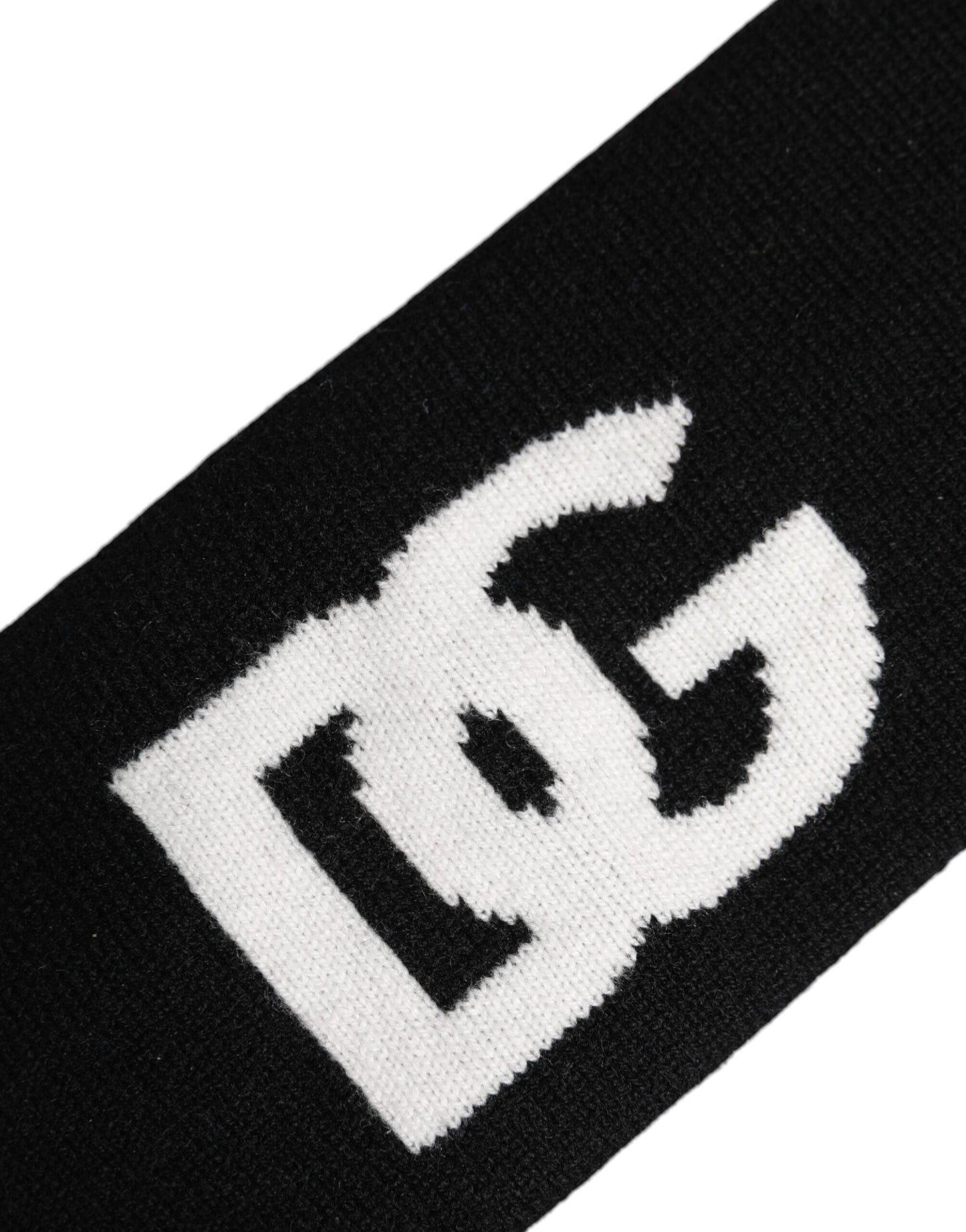 Black White DG Cashmere Knitted Headband Hat