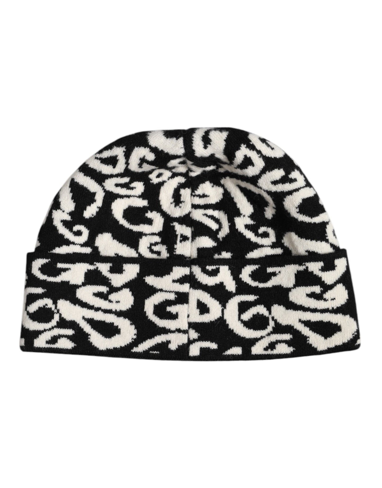 Black White Wool Knitted Winter Beanie Hat