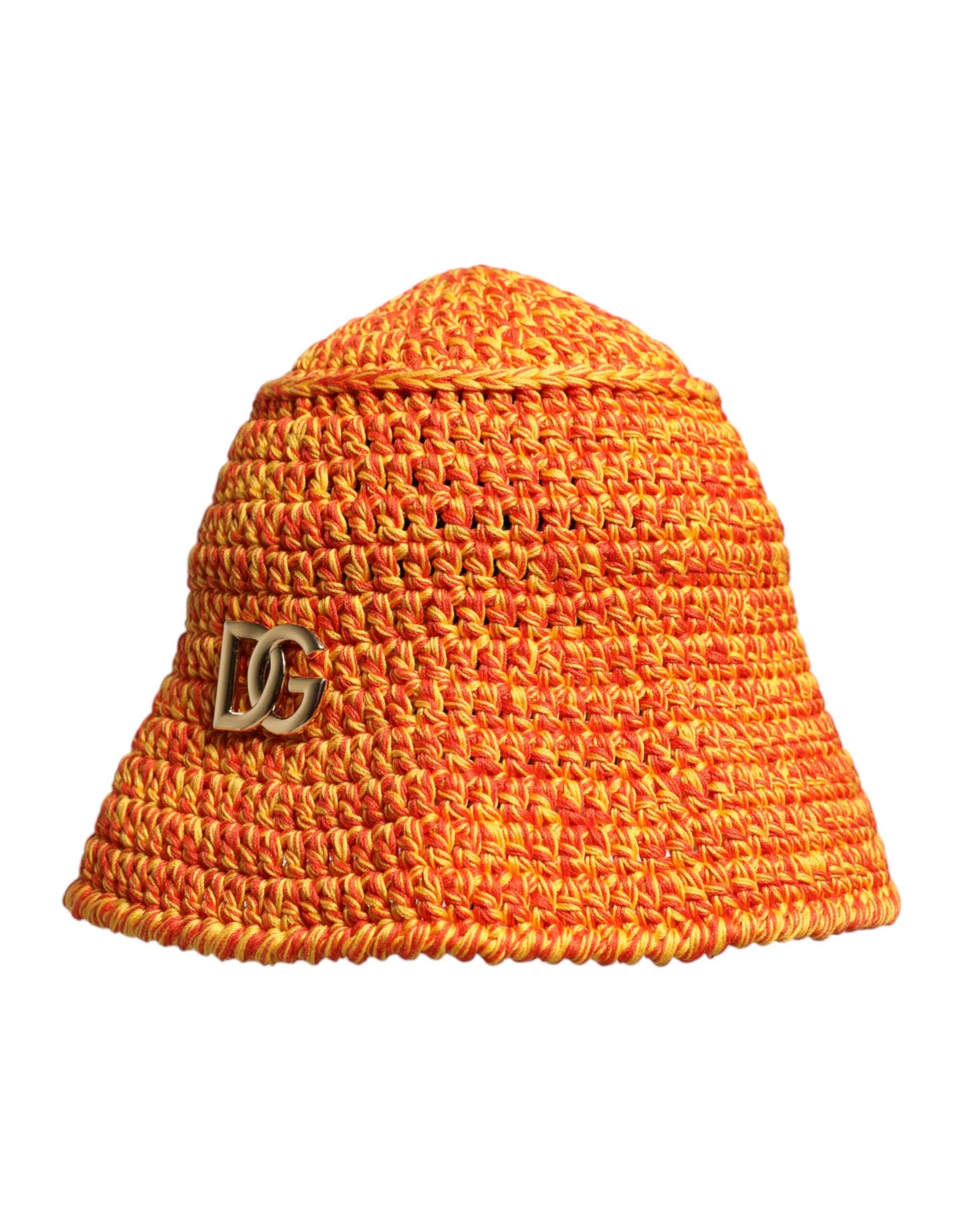 Orange Cotton Crochet DG Logo Bucket Hat