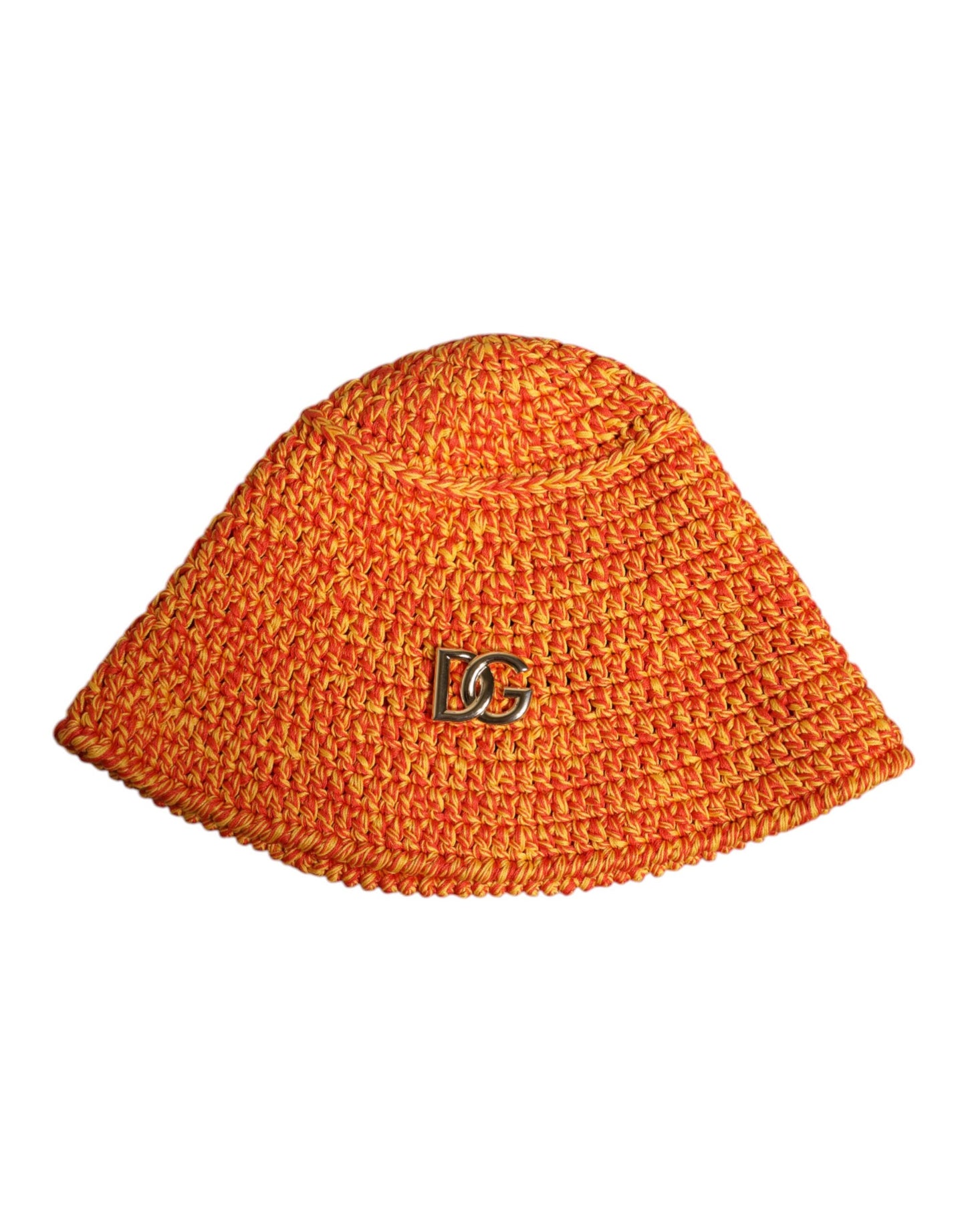 Orange Cotton Crochet DG Logo Bucket Hat