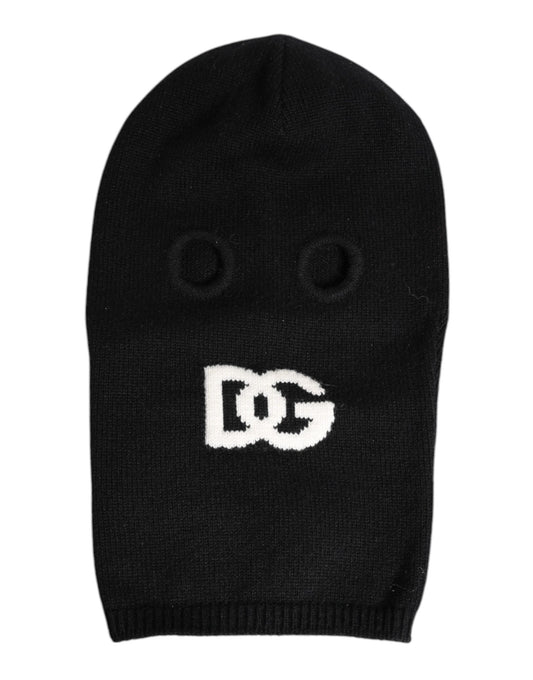 Black Cashmere Knitted Ski Mask Balaclava Hat