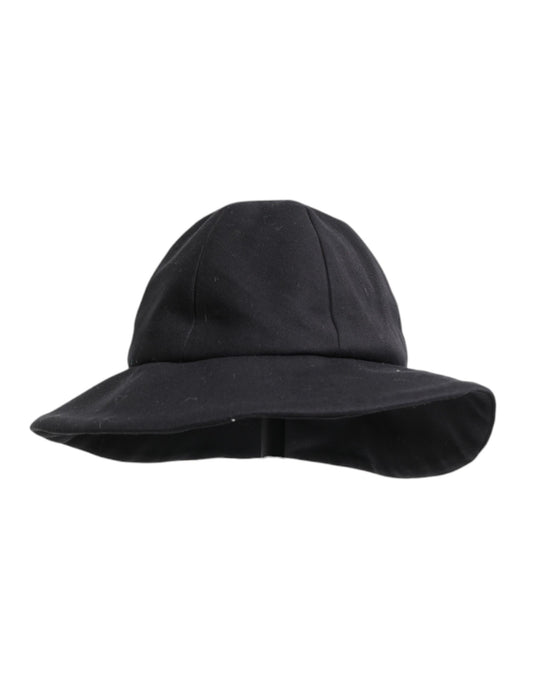 Black Cotton Wide Brim Bucket Hat
