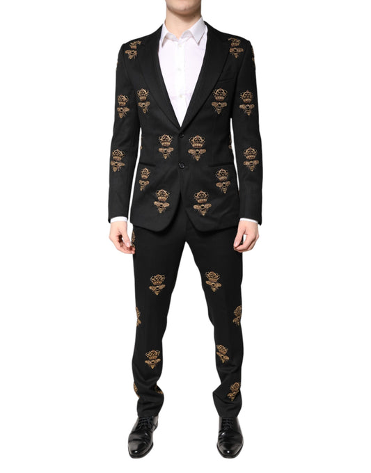 Black Bee Crown Embroidery 2 Piece Suit